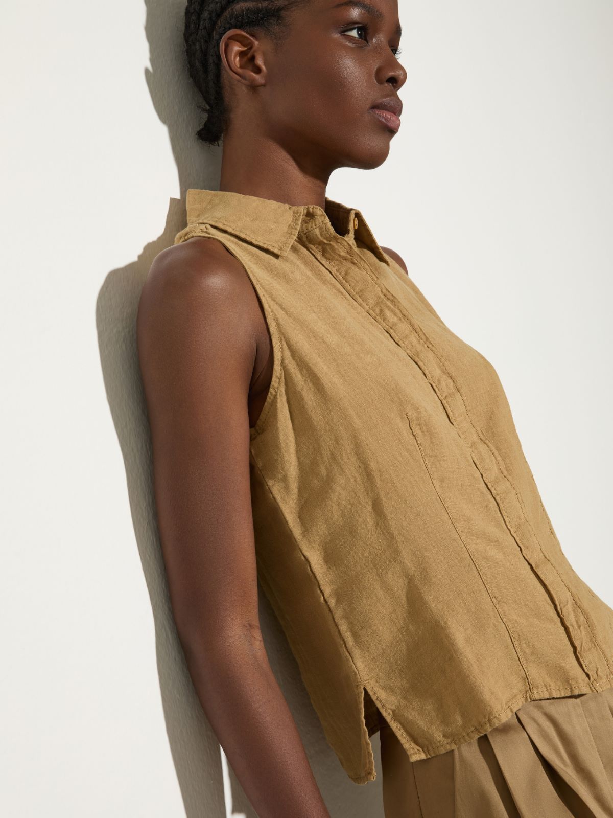 Sleeveless linen top - SAND - MAX&Co. - 3