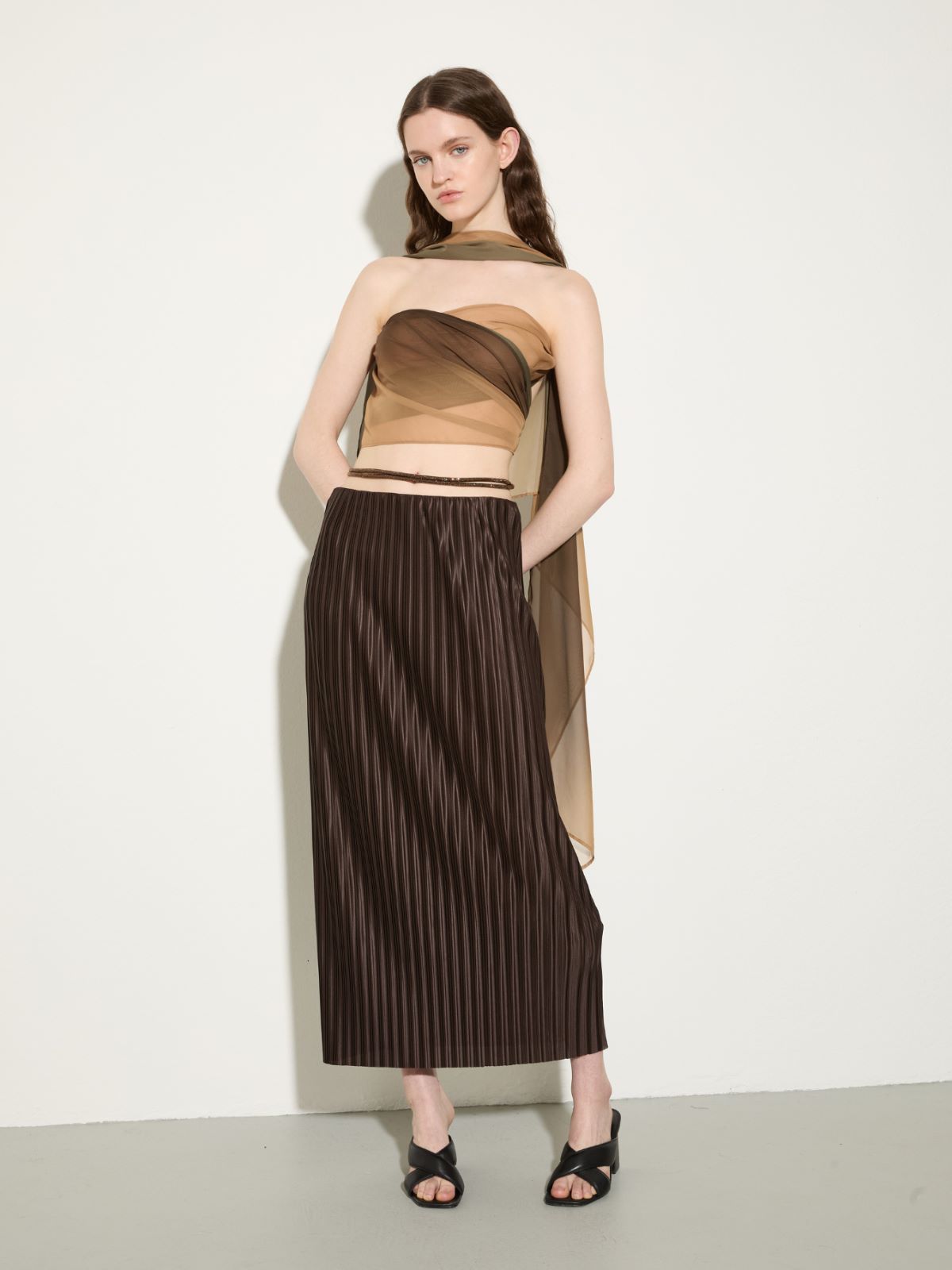 Gradient-print voile shrug - CHOCOLATE - MAX&Co. - 4
