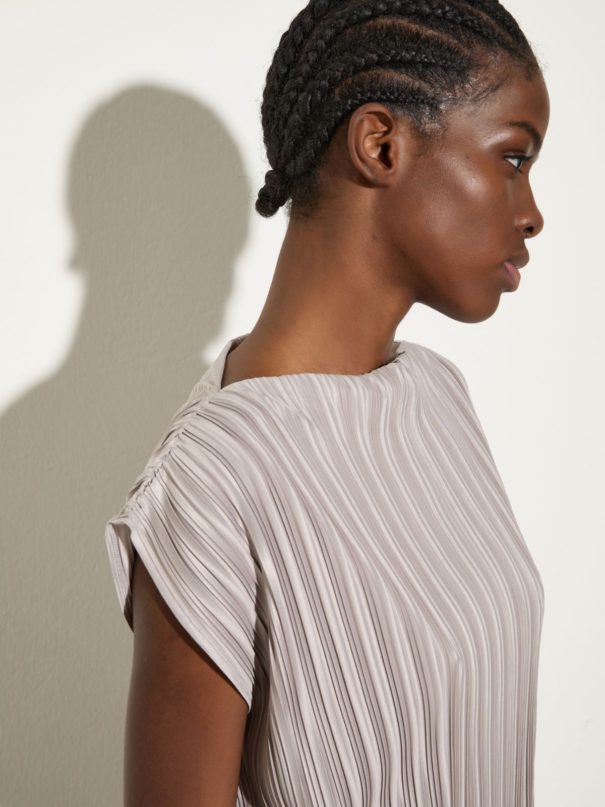 Pleated jersey top - GREY - MAX&Co. - 3
