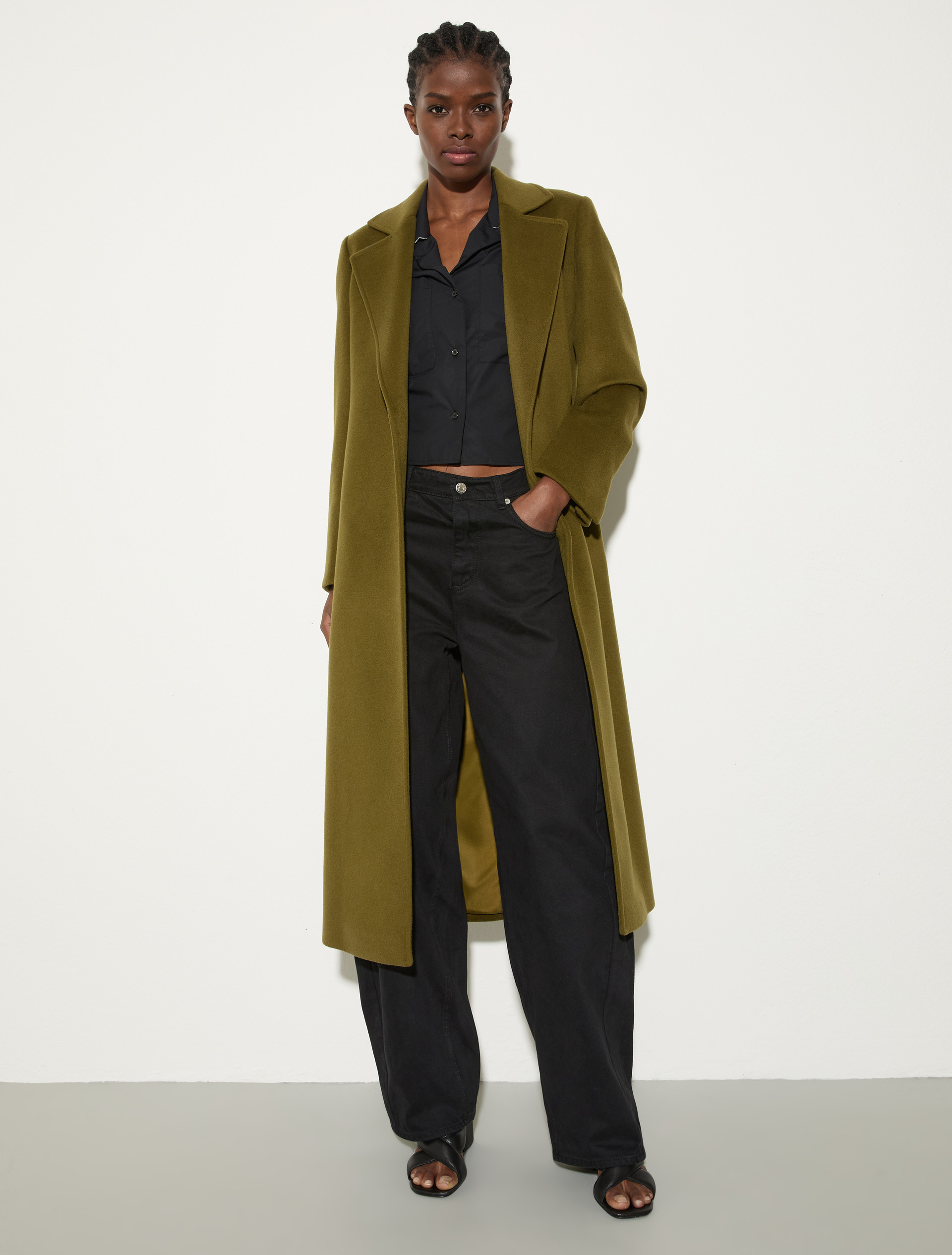 Manteau Longrun en popeline de laine, vert mousse | MAX&Co. Manteau Longrun en popeline de laine - VERT MOUSSE - MAX&Co.