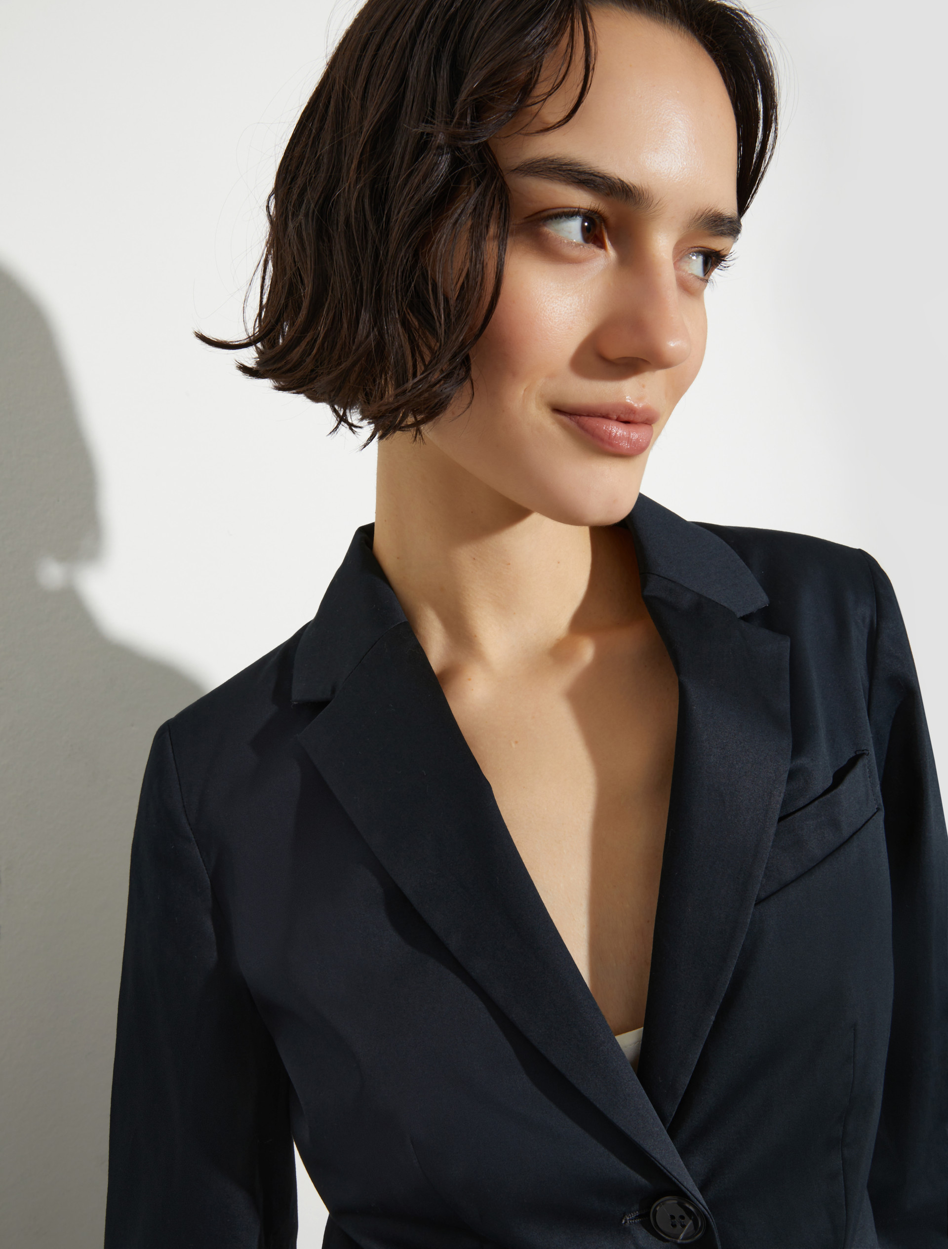 Blazer slim en satin de coton - NOIR - MAX&Co. - 3