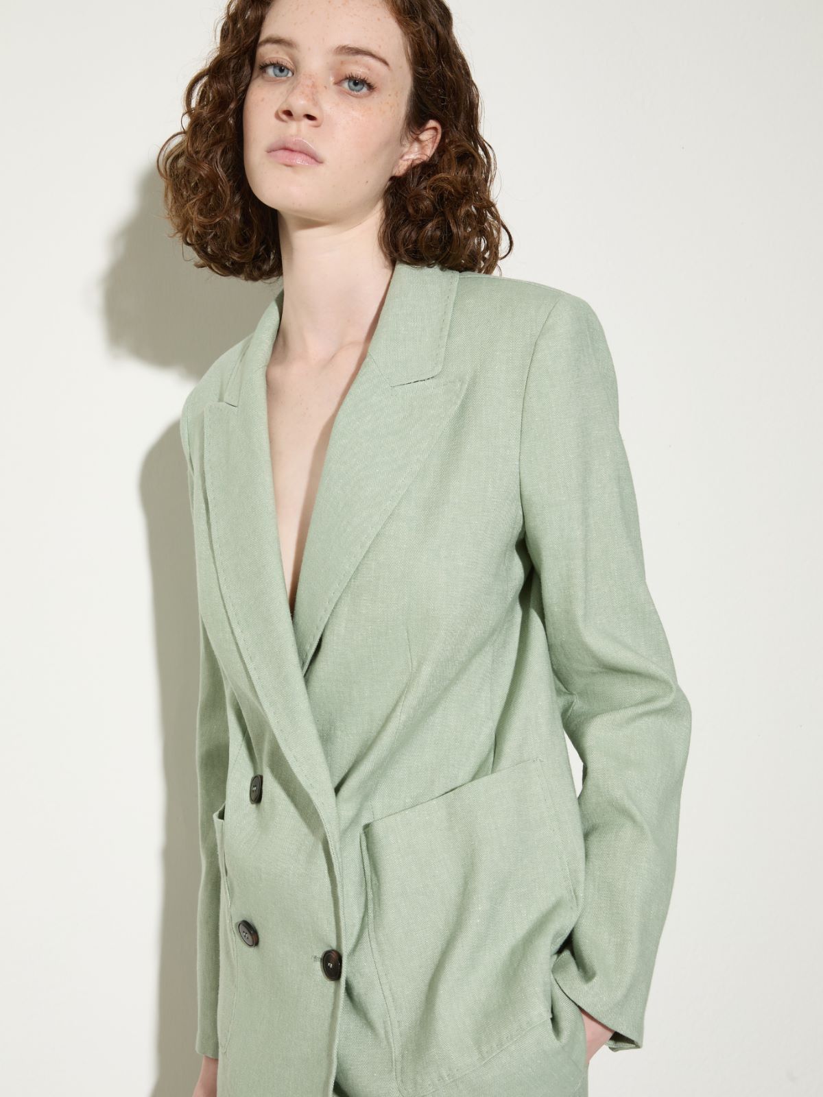 Linen and cotton blazer - GREEN - MAX&Co. - 3