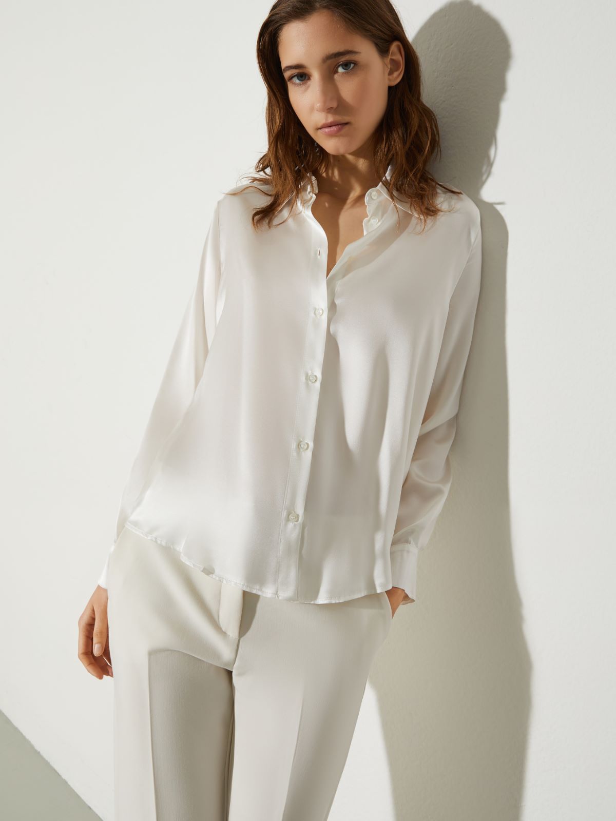 Chemise en satin de soie - BLANC LAINE - MAX&Co.