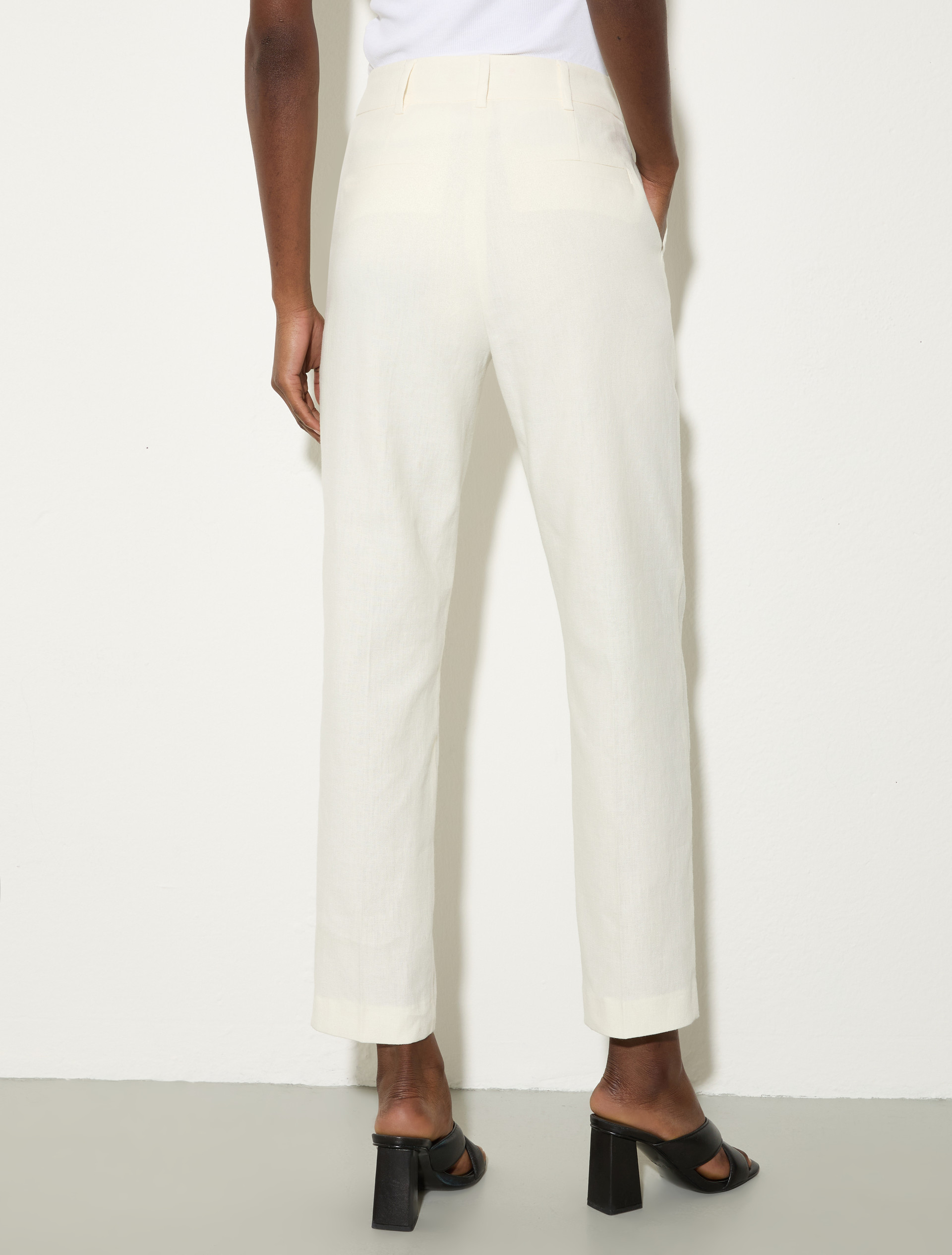 Slim linen and cotton trousers, white | MAX&Co. Slim linen and cotton trousers - WHITE - MAX&Co. - 2