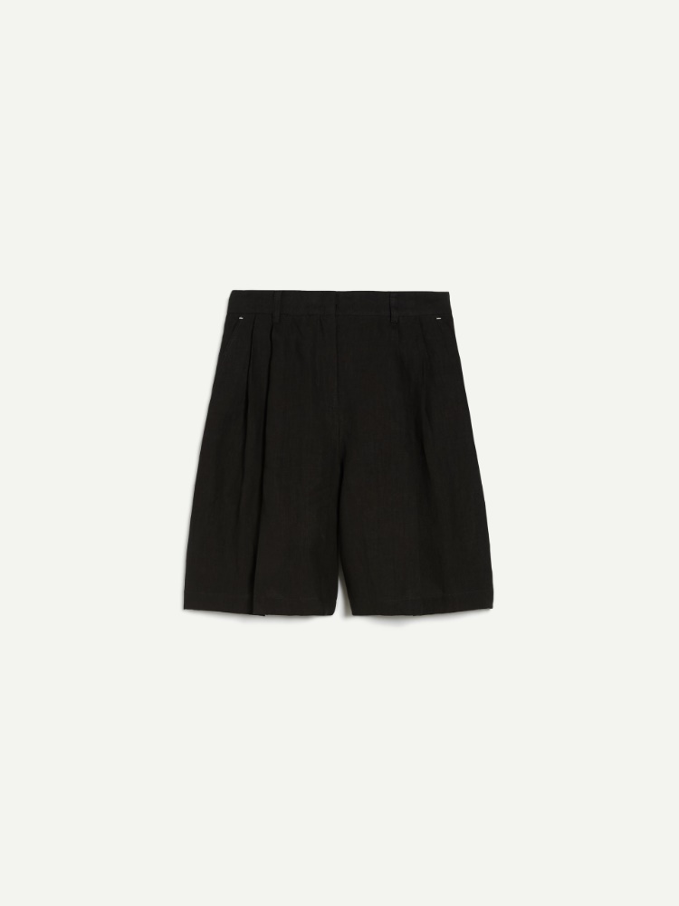 Pure linen Bermudas - BLACK - MAX&Co.