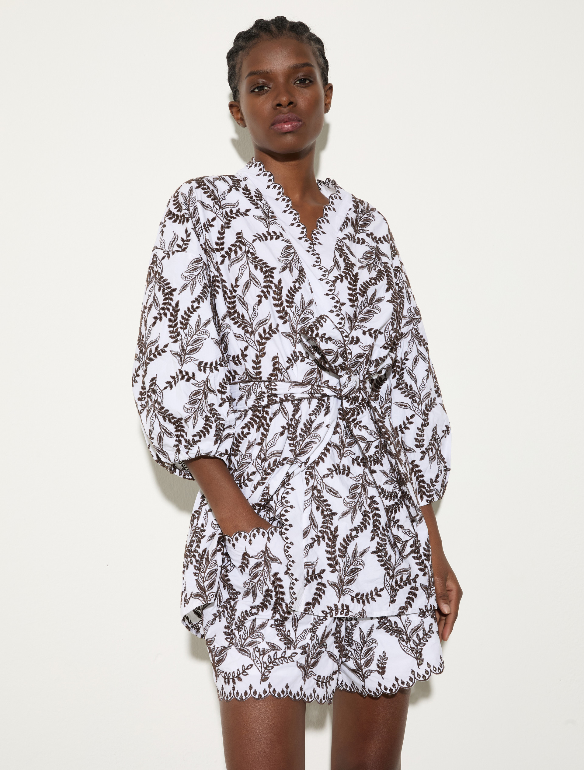 Embroidered poplin kimono, white | MAX&Co. Embroidered poplin kimono - WHITE - MAX&Co. - 6