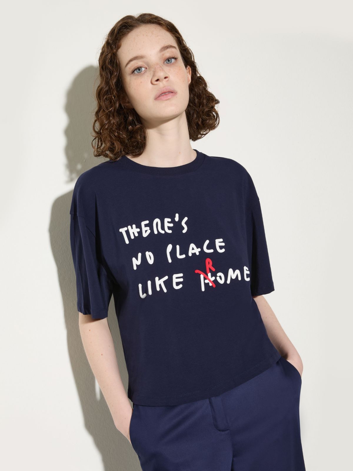 Boxy T-shirt with lettering - MIDNIGHTBLUE - MAX&Co.