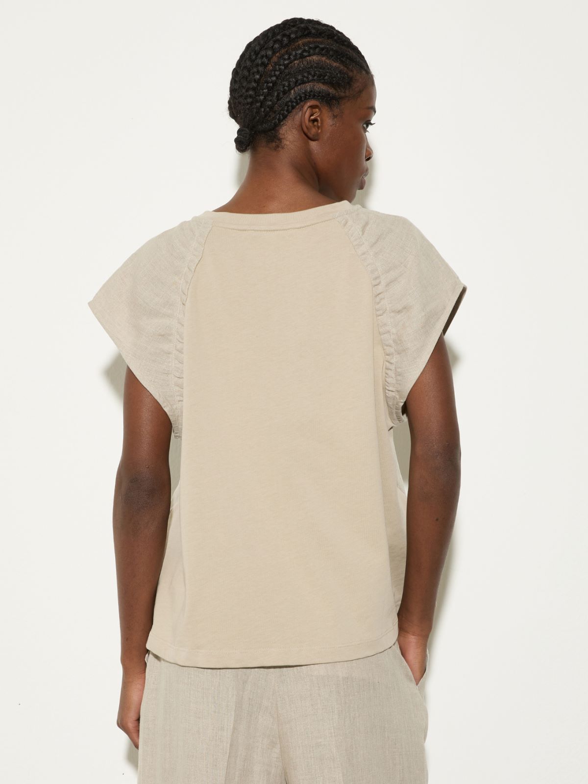 Cotton jersey and linen top - ECRU - MAX&Co. - 2
