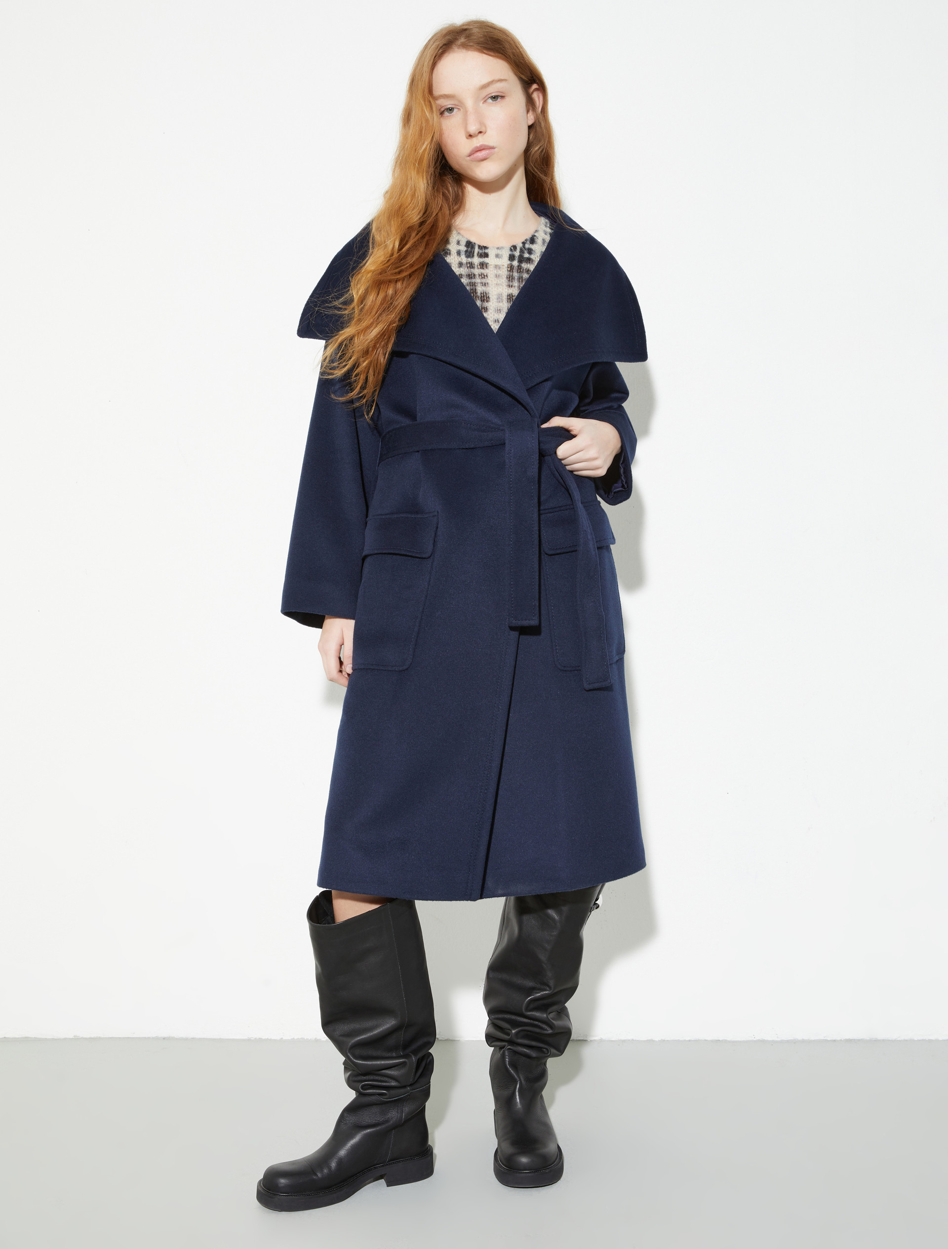 Wool and cashmere coat, navy | MAX&Co. Wool and cashmere coat - NAVY - MAX&Co.