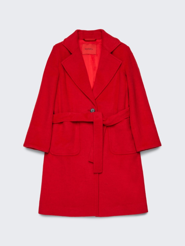 Houndstooth wool Runaway coat KID - RED - MAX&Co.