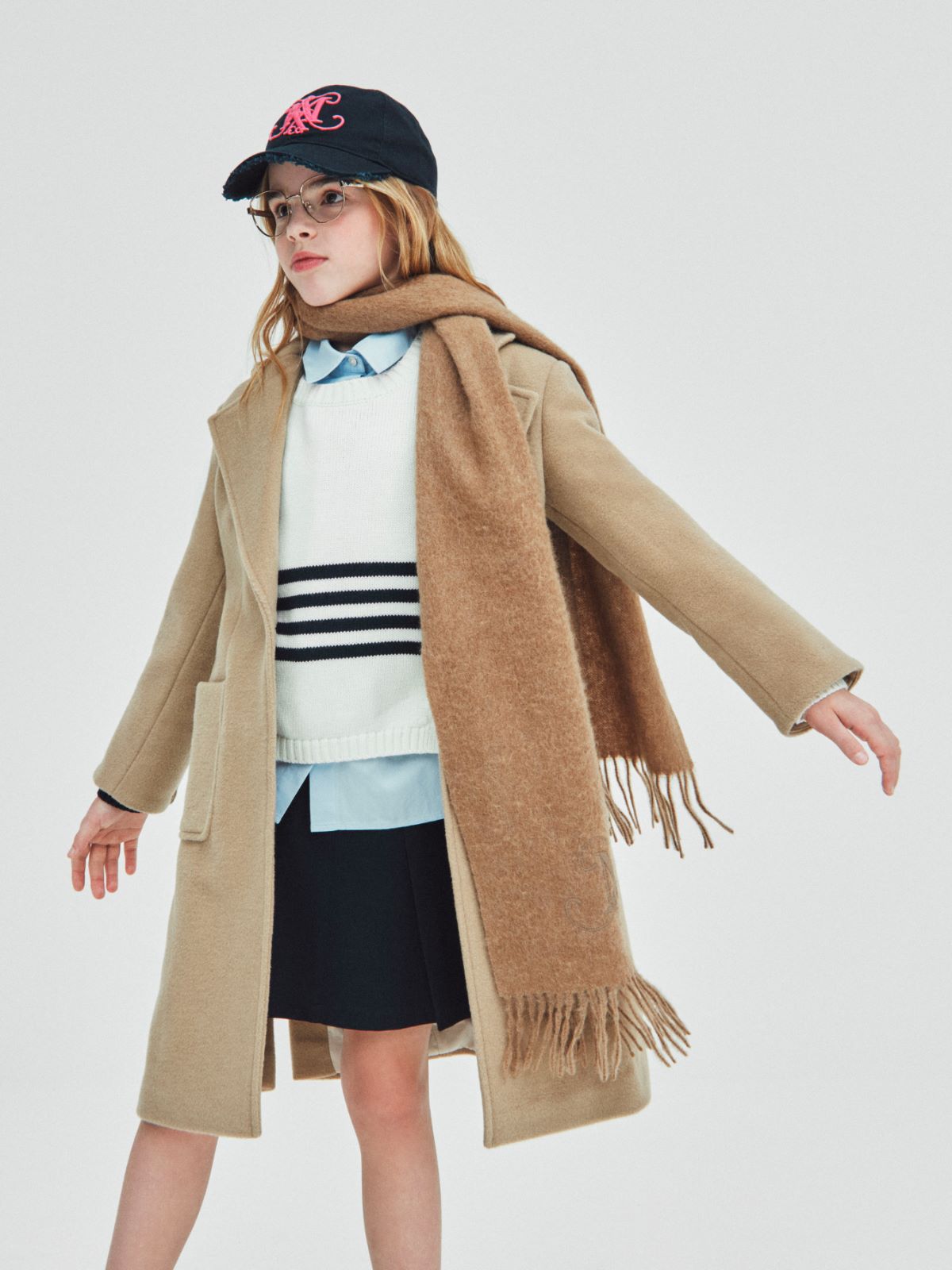 Houndstooth wool Runaway coat KID - BEIGE - MAX&Co. - 4