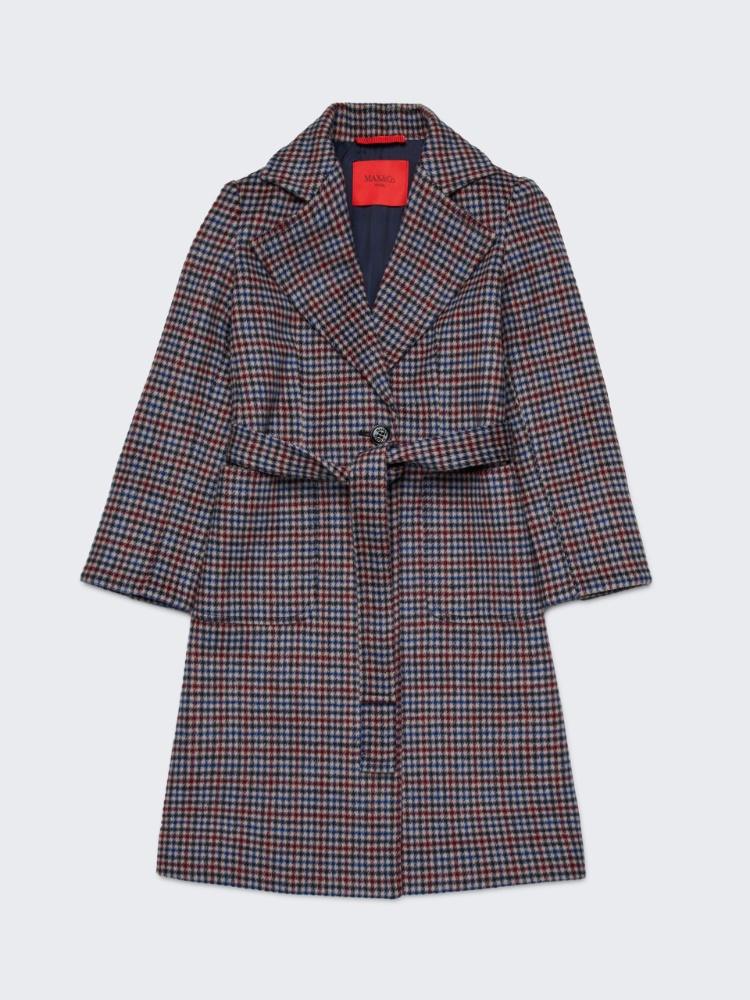 Houndstooth wool Runaway coat KID - DARK RED - MAX&Co.