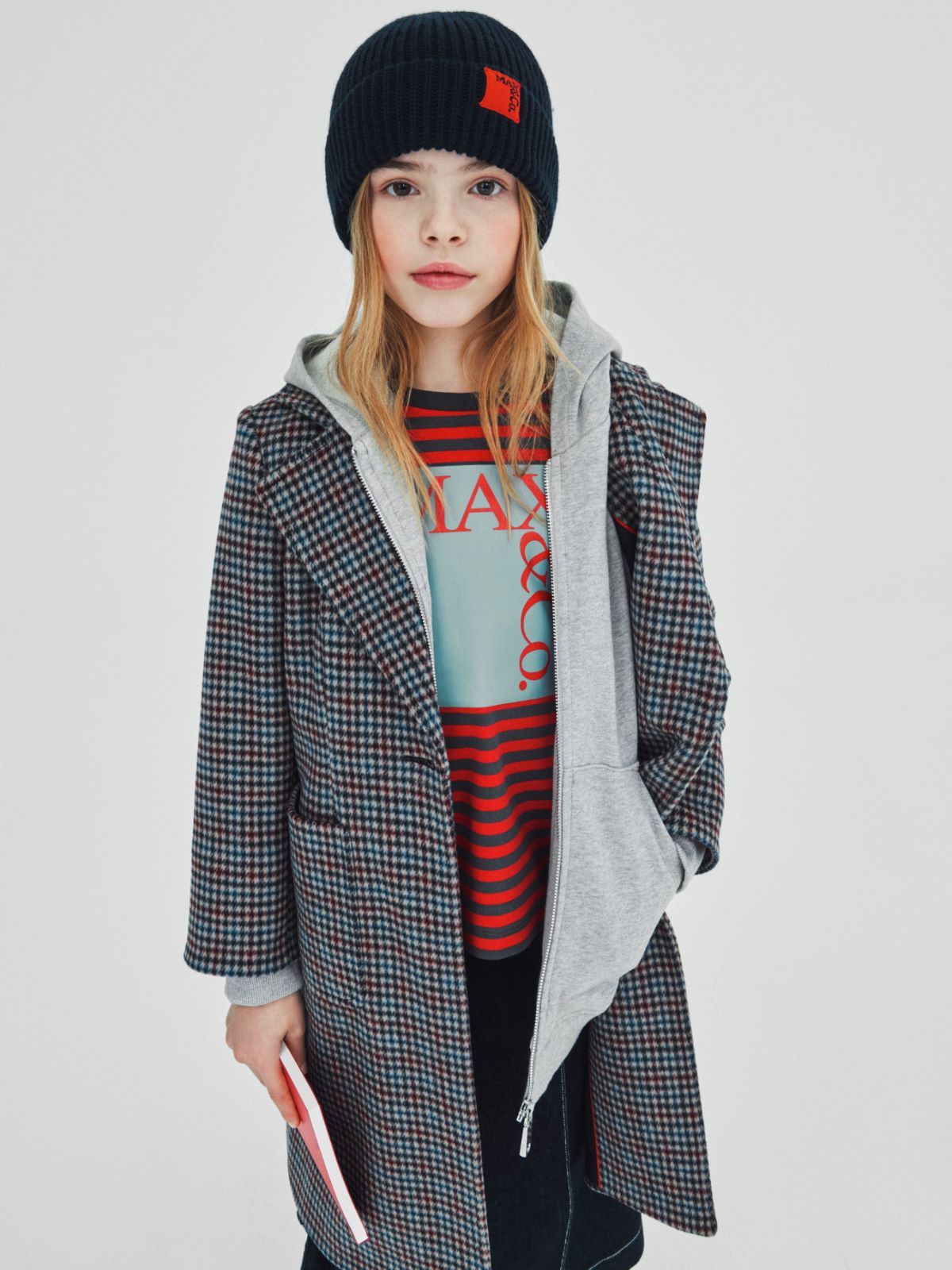 Houndstooth wool Runaway coat KID - DARK RED - MAX&Co. - 4