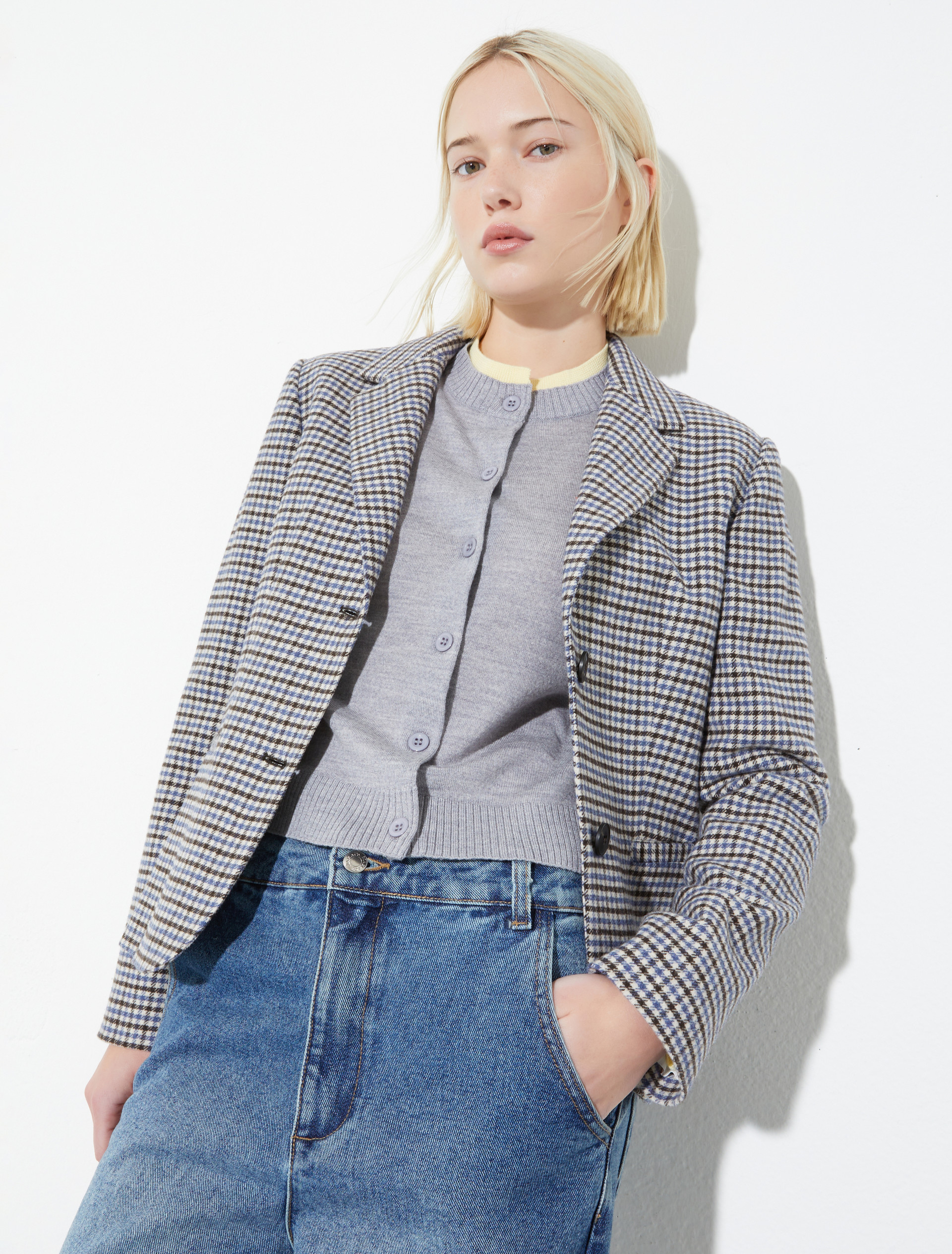 Slim-fit flannel blazer, brown | MAX&Co. Slim-fit flannel blazer - BROWN - MAX&Co.