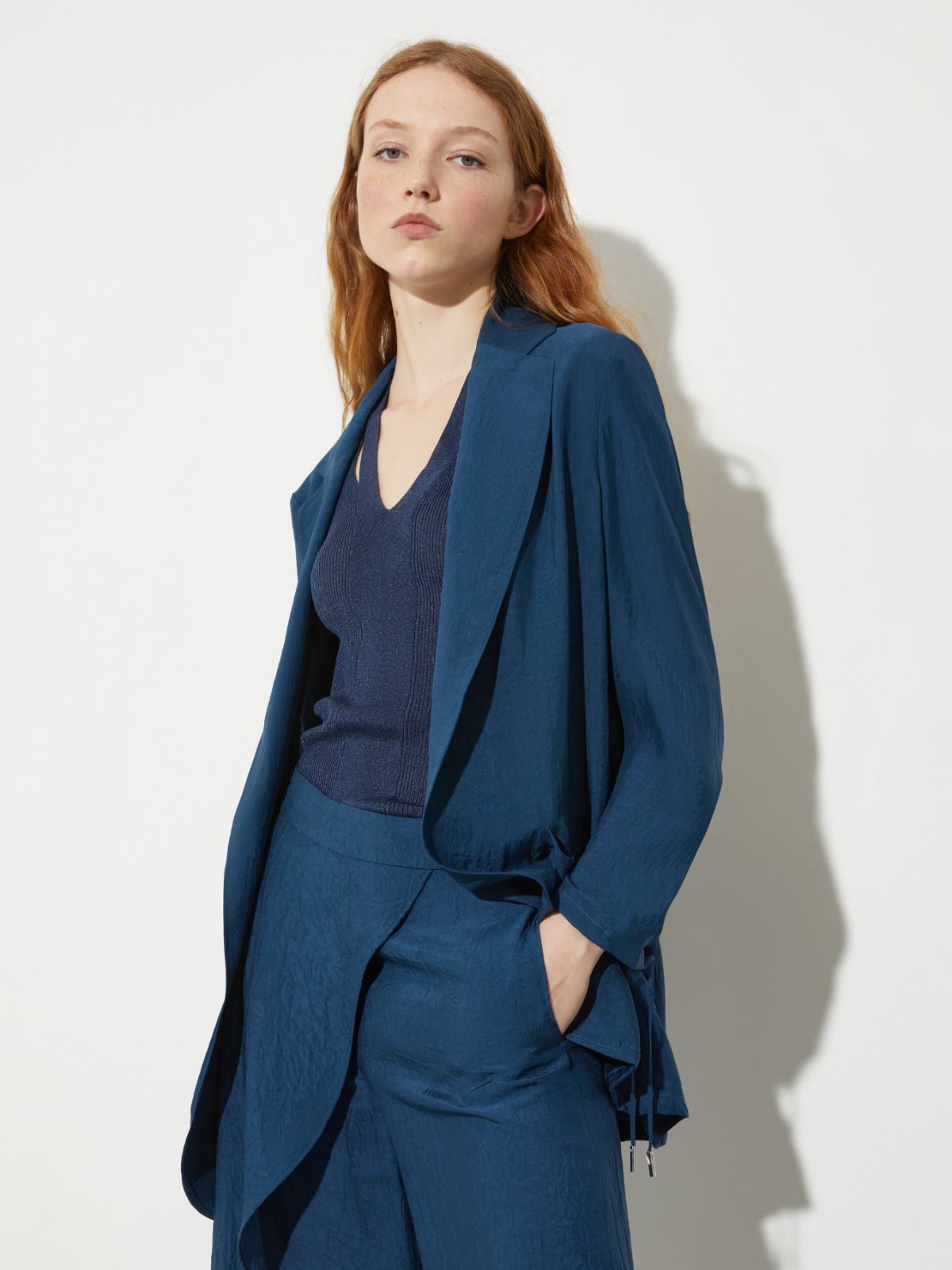 Blazer en sergé effet froissé - BLEU - MAX&Co.
