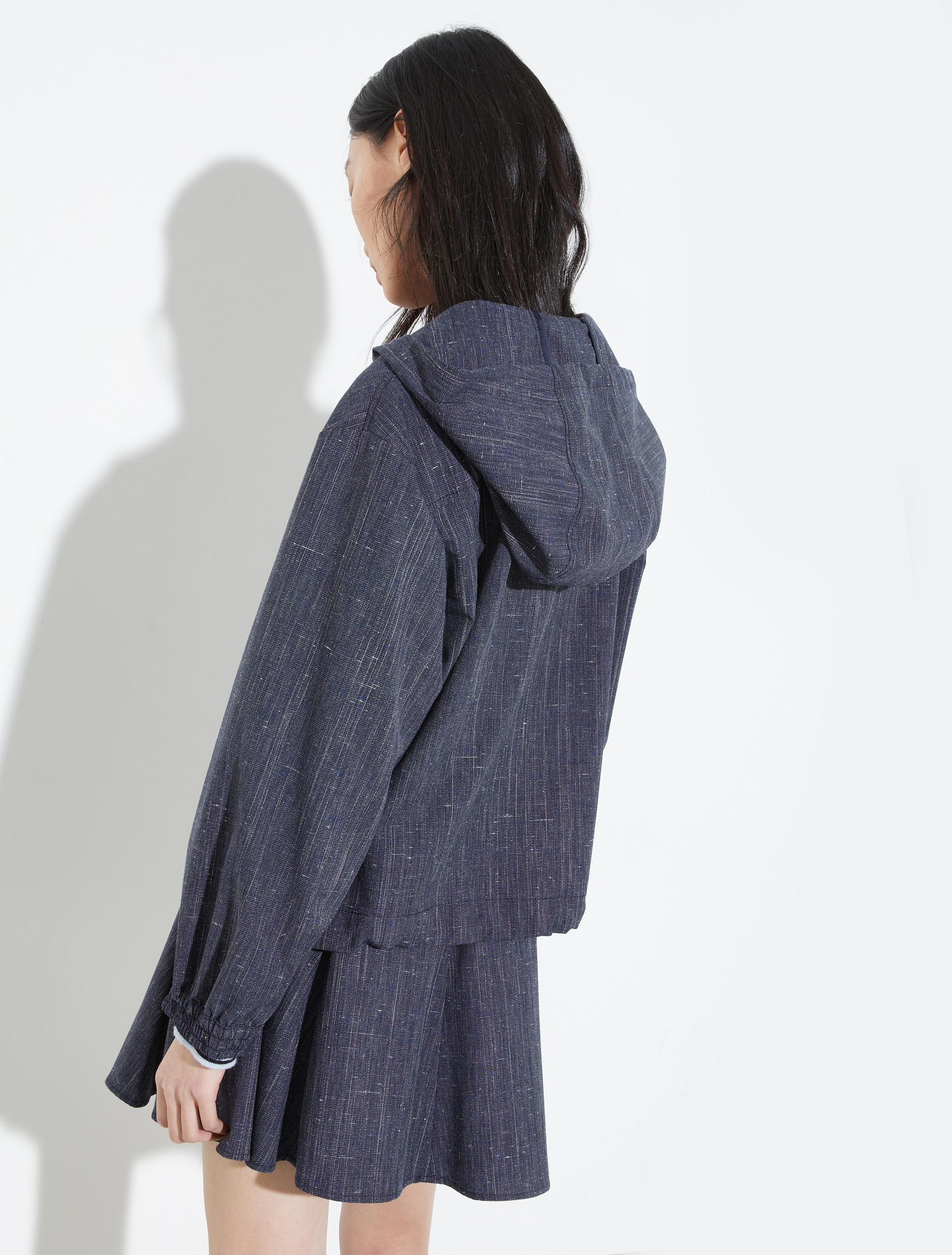 [アウロンツォ]  スラブ テクスチャー フーディー ジャケット - NAVY - MAX&Co. - 2