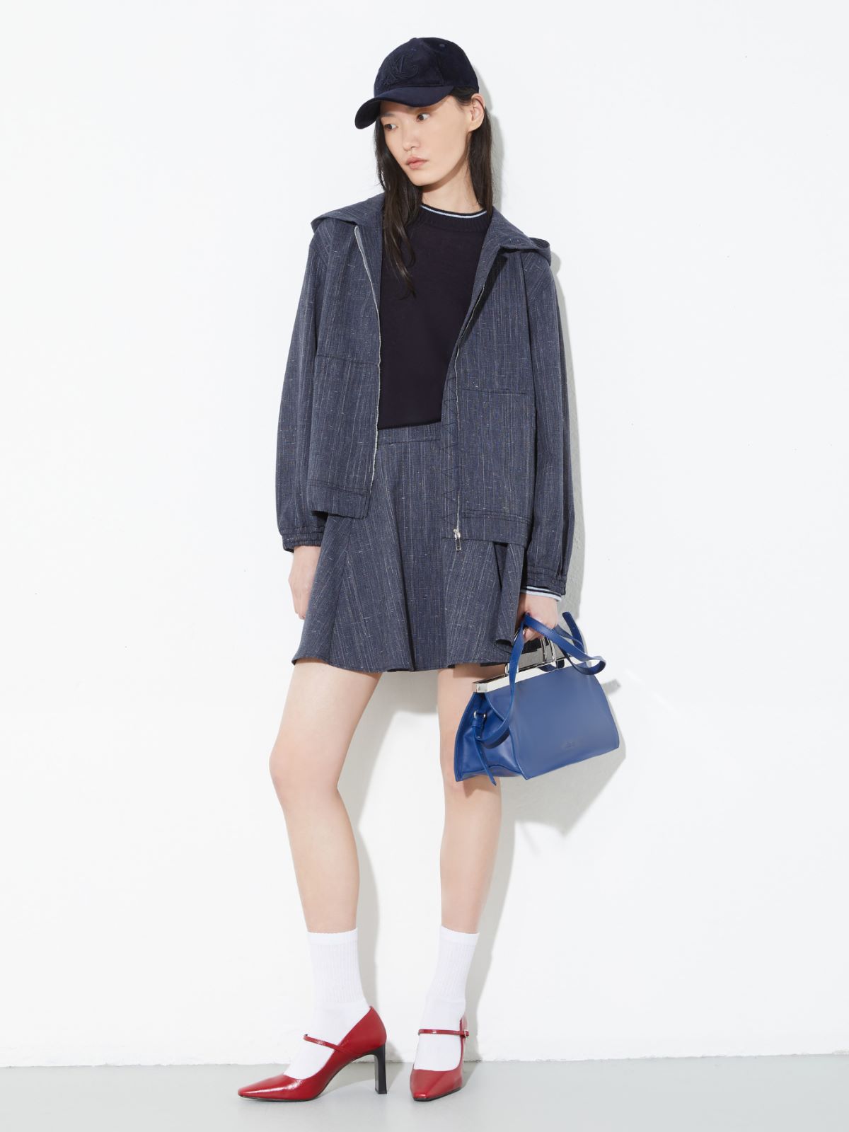 [アウロンツォ]  スラブ テクスチャー フーディー ジャケット - NAVY - MAX&Co. - 5