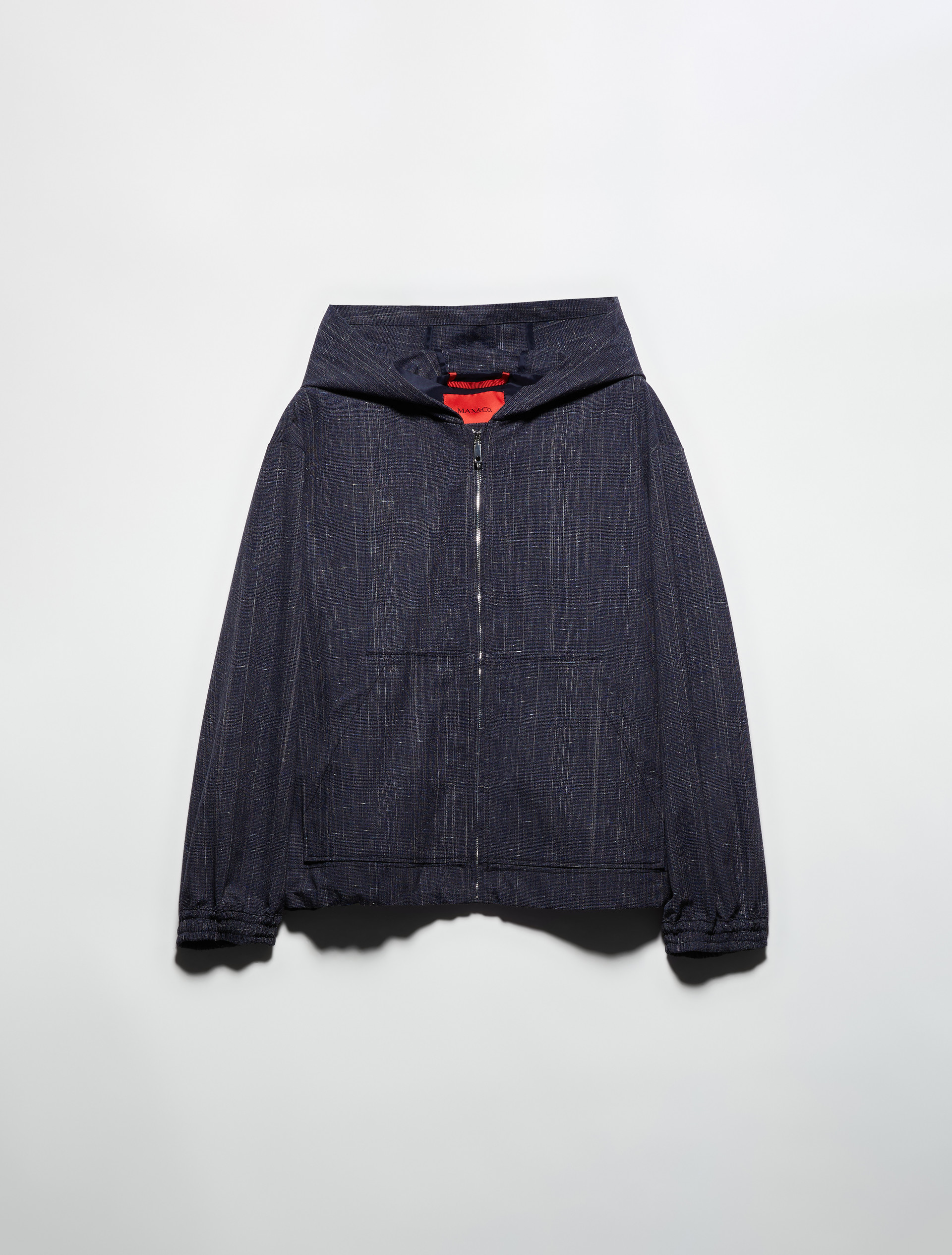 [アウロンツォ]  スラブ テクスチャー フーディー ジャケット - NAVY - MAX&Co.