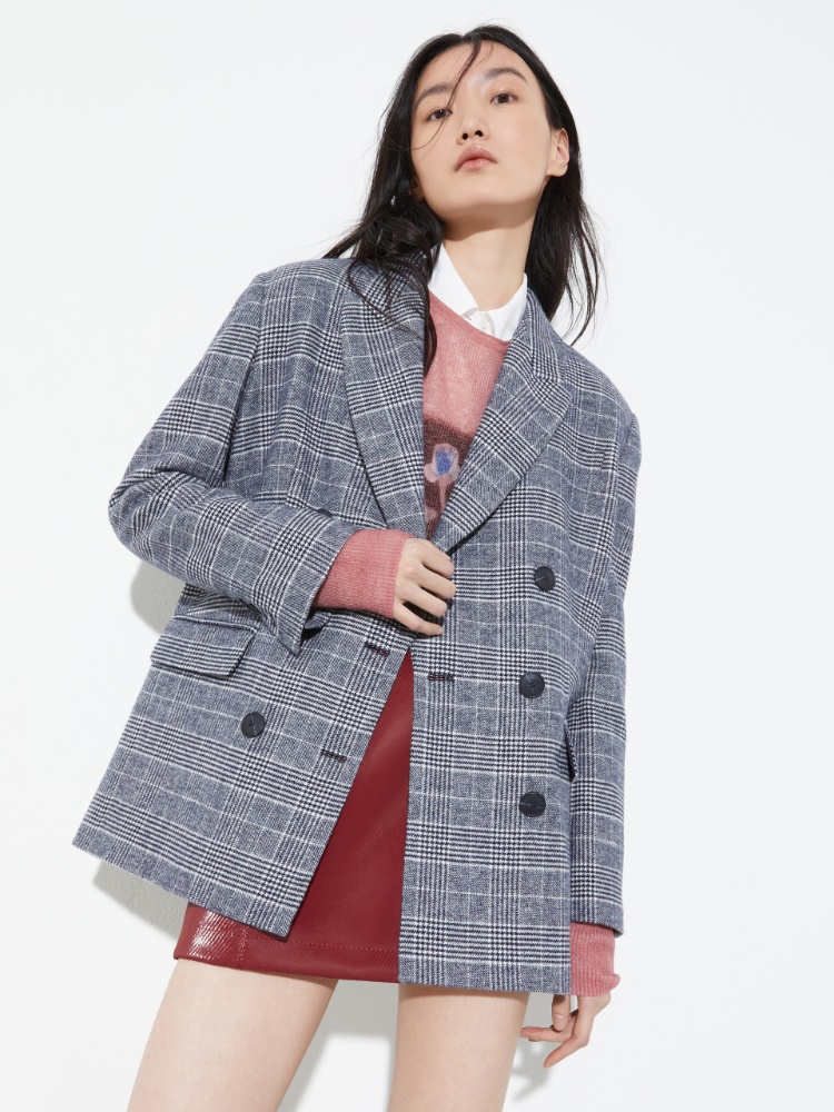 Double-breasted flannel blazer - BLUE AND WHITE - MAX&Co.