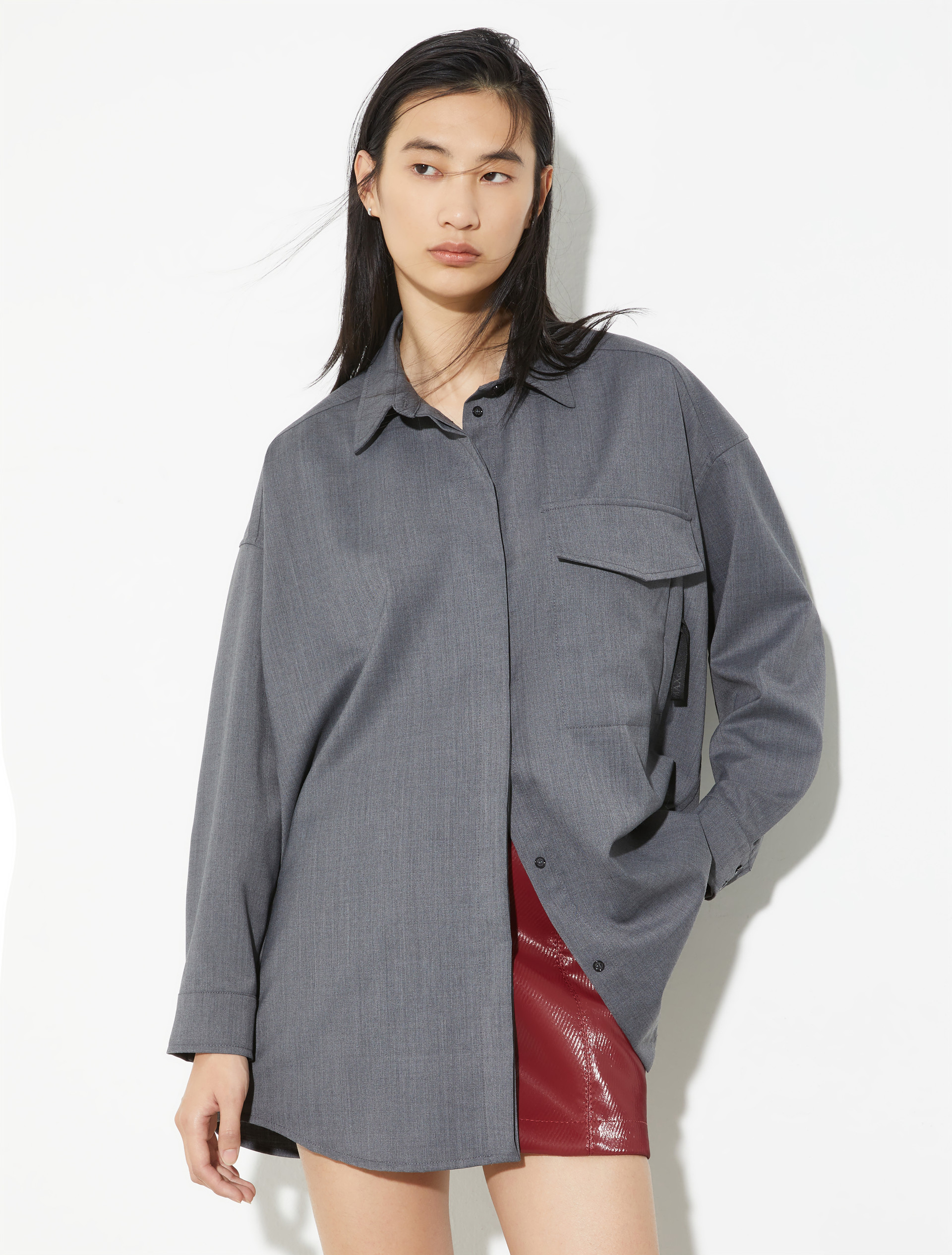 Sartorial Shifts shacket, melange grey | MAX&Co. Sartorial Shifts shacket - MELANGE GREY - MAX&Co.