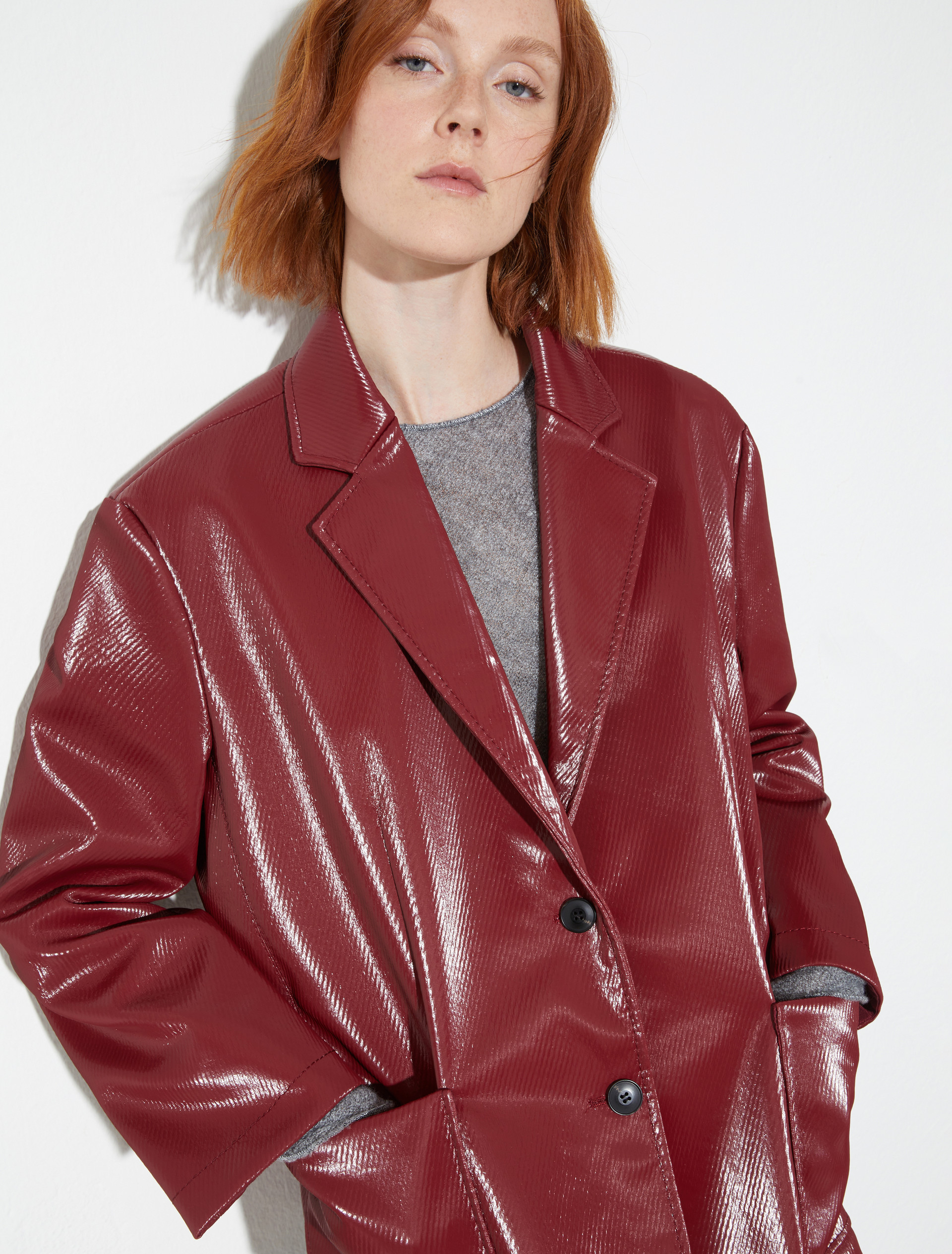 Oversized patent blazer, bordeaux | MAX&Co. Oversized patent blazer - BORDEAUX - MAX&Co. - 3