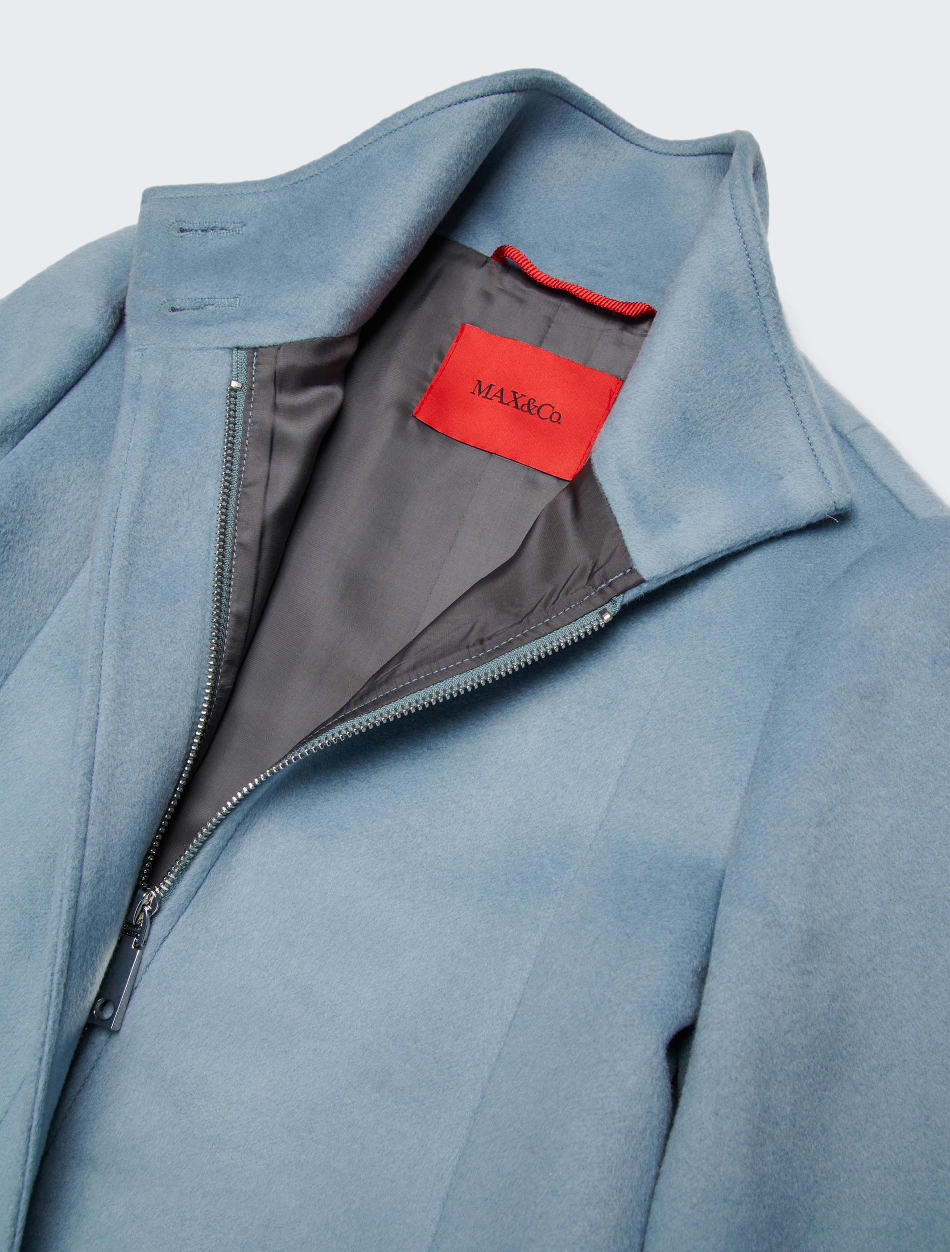 A-shape wool-blend long coat KID - LIGHT BLUE - MAX&Co. - 4