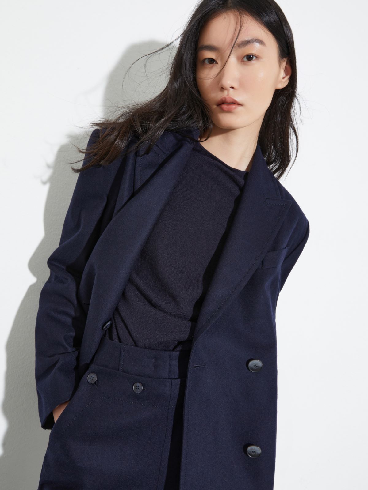 Blazer à double boutonnage en tissu - BLEU - MAX&Co. - 3