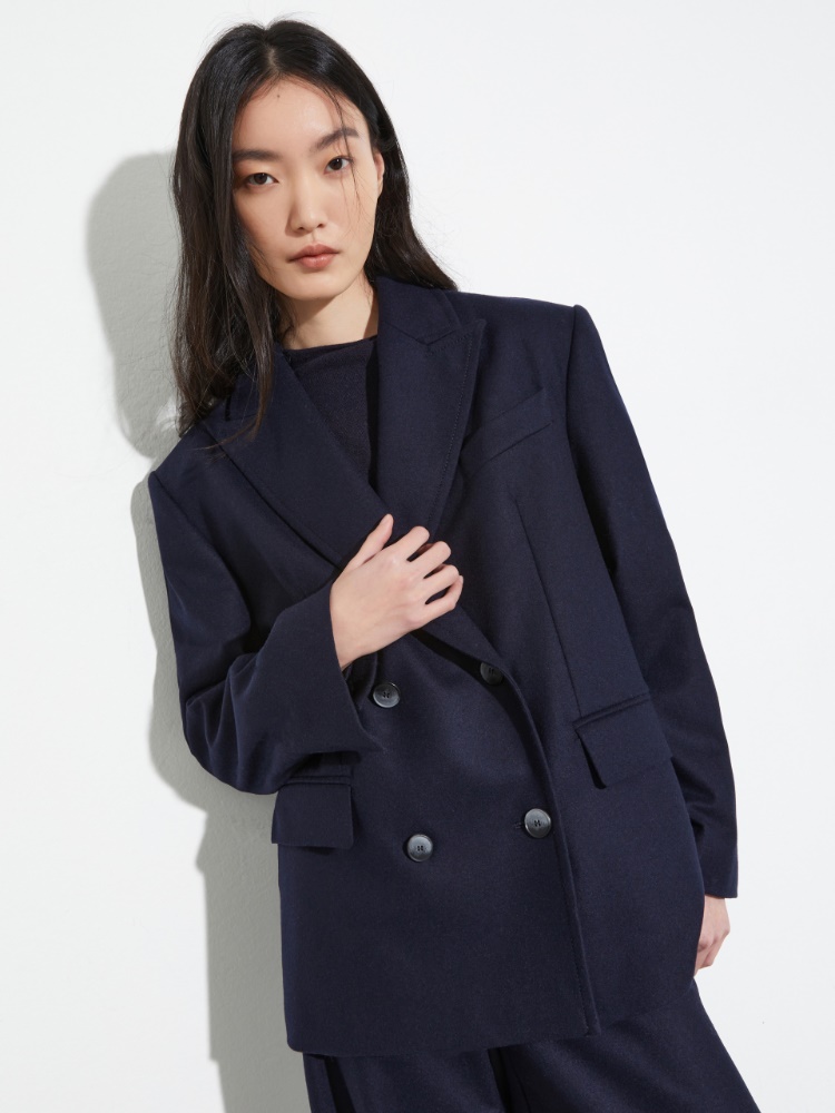 Blazer à double boutonnage en tissu - BLEU - MAX&Co.
