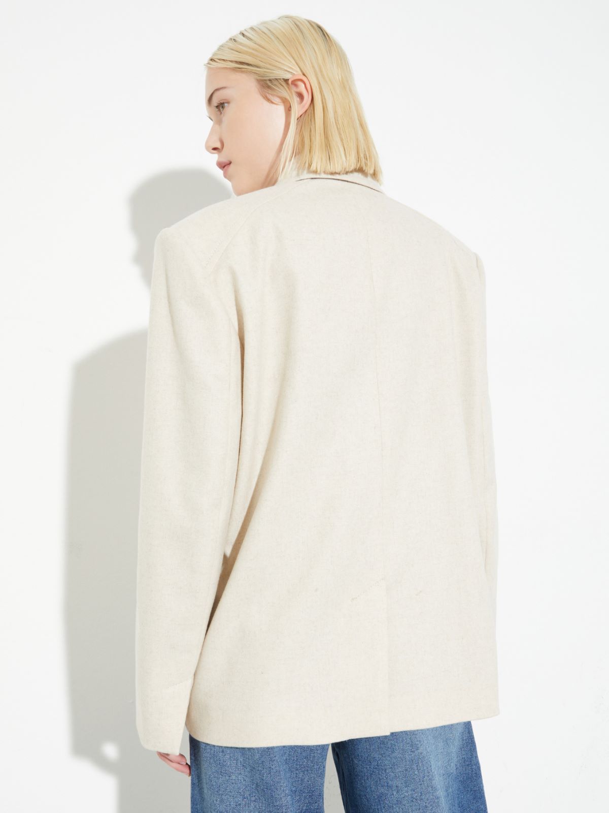 Blazer à double boutonnage en tissu - CREME - MAX&Co. - 3