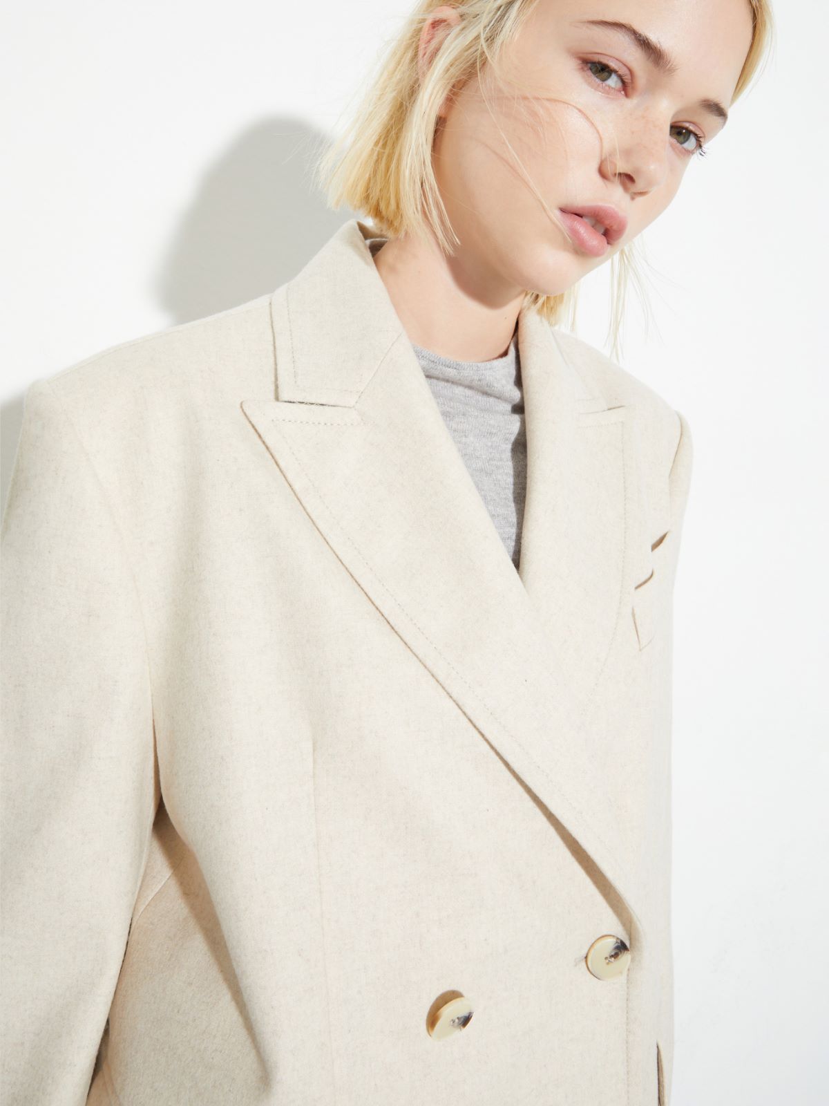 Blazer à double boutonnage en tissu - CREME - MAX&Co. - 7
