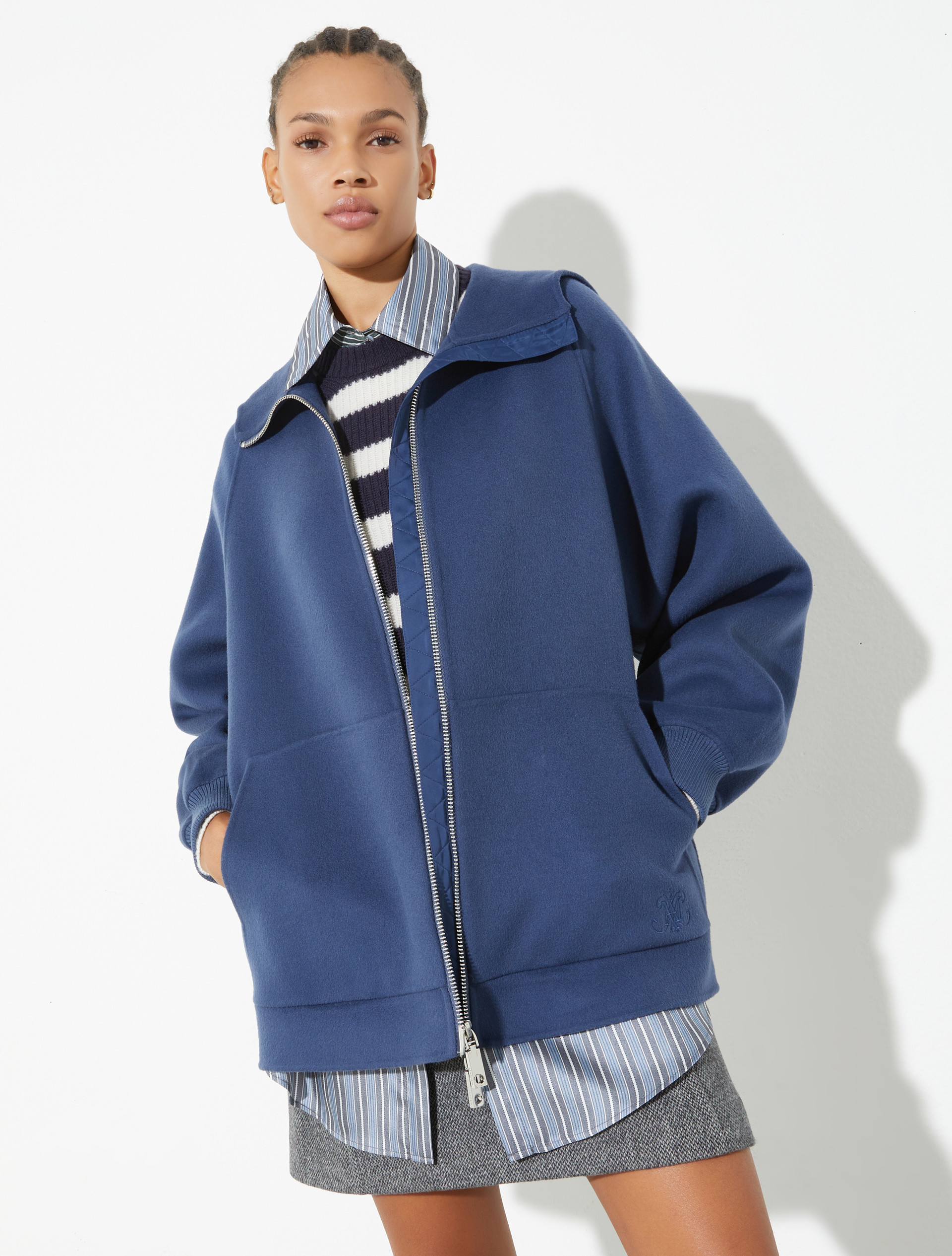 Hooded wool and cashmere jacket, navy | MAX&Co. Hooded wool and cashmere jacket - NAVY - MAX&Co.