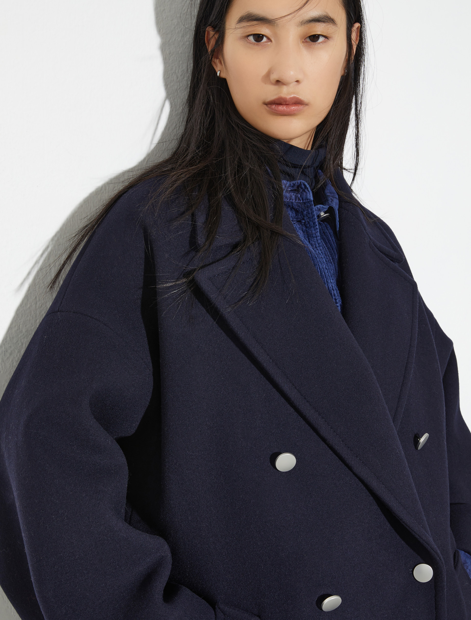Oversized wool-blend pea coat, navy | MAX&Co. Oversized wool-blend pea coat - NAVY - MAX&Co. - 3