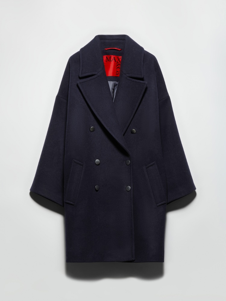 Oversized wool-blend pea coat - NAVY - MAX&Co.