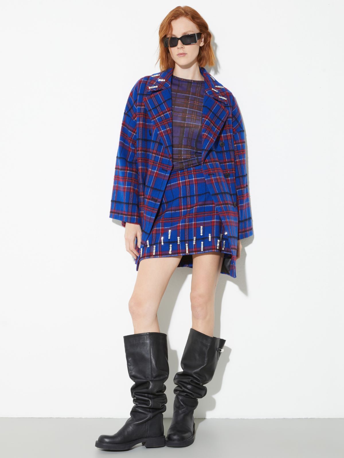 Rhinestone-embellished mini skirt - NAVY - MAX&Co. - 4
