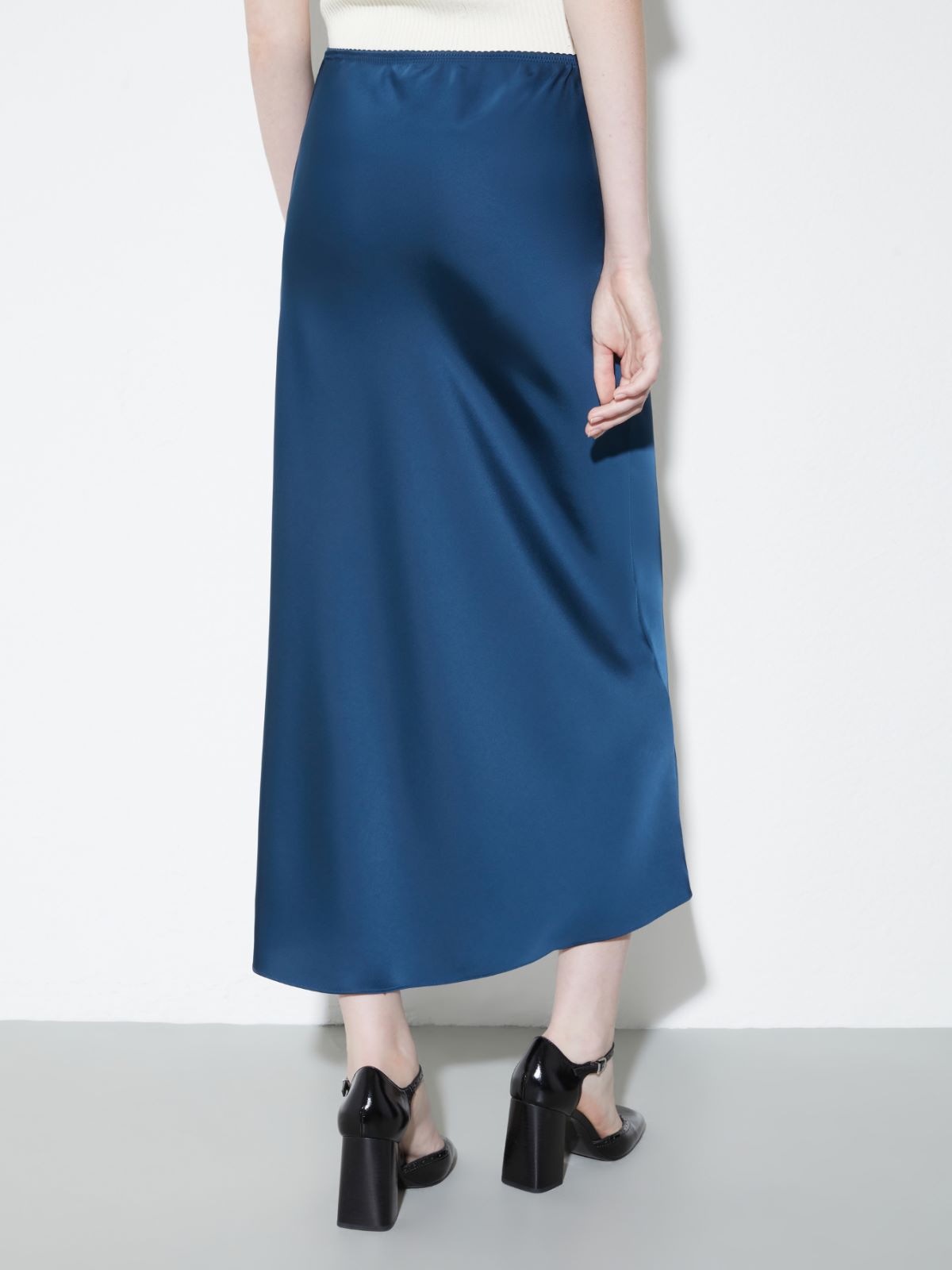 Satin midi slip skirt - NAVY - MAX&Co. - 2