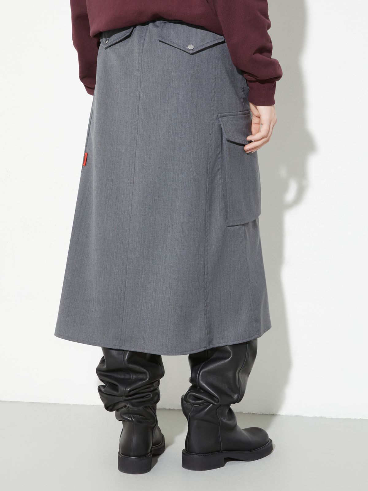 Sartorial Shifts midi cargo skirt - MELANGE GREY - MAX&Co. - 2