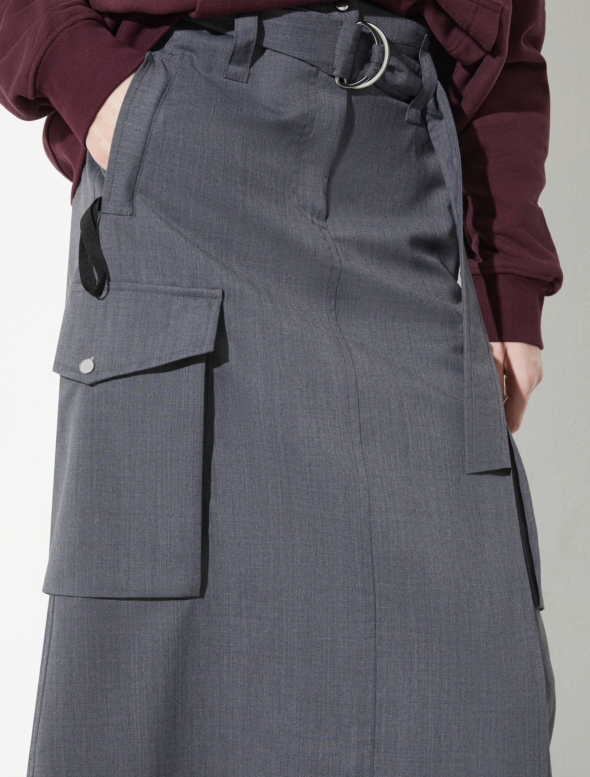 Sartorial Shifts midi cargo skirt - MELANGE GREY - MAX&Co. - 3