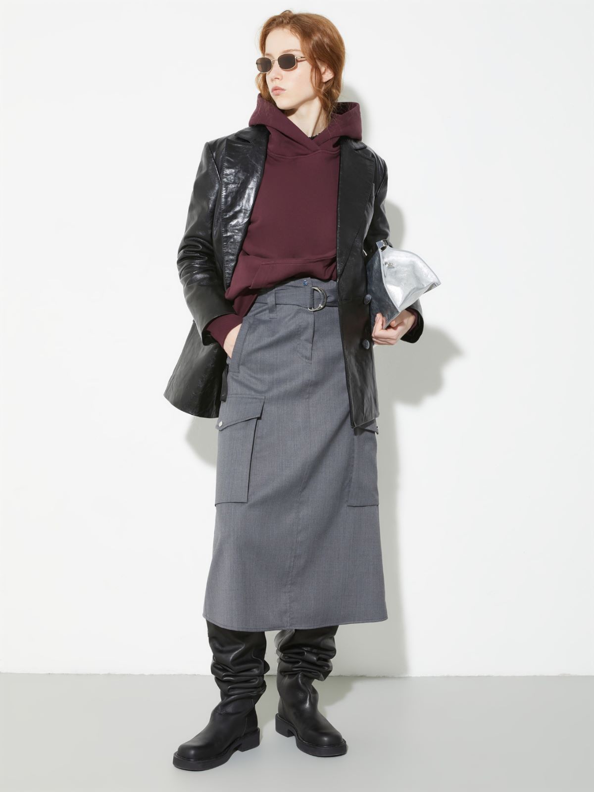 Sartorial Shifts midi cargo skirt - MELANGE GREY - MAX&Co. - 4