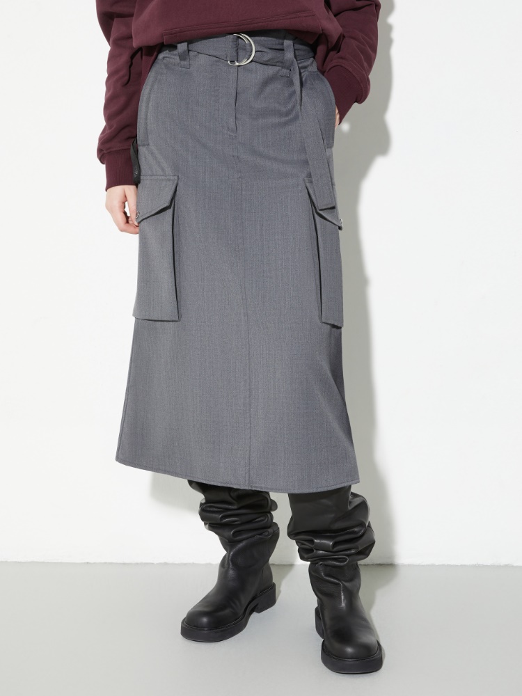 Sartorial Shifts midi cargo skirt - MELANGE GREY - MAX&Co.