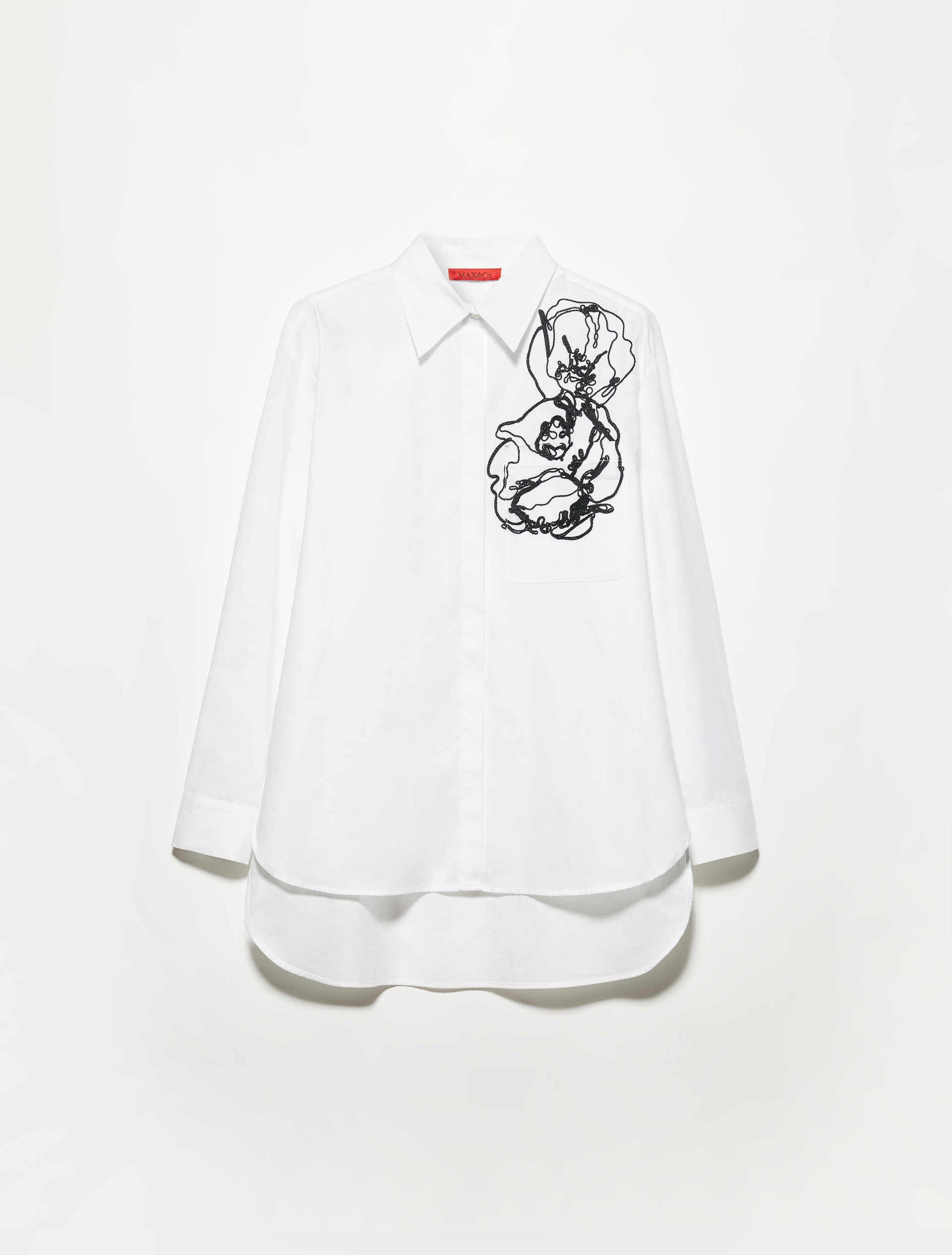 Embroidered cotton shirt, optical white | MAX&Co. Embroidered cotton shirt - OPTICAL WHITE - MAX&Co. - 5