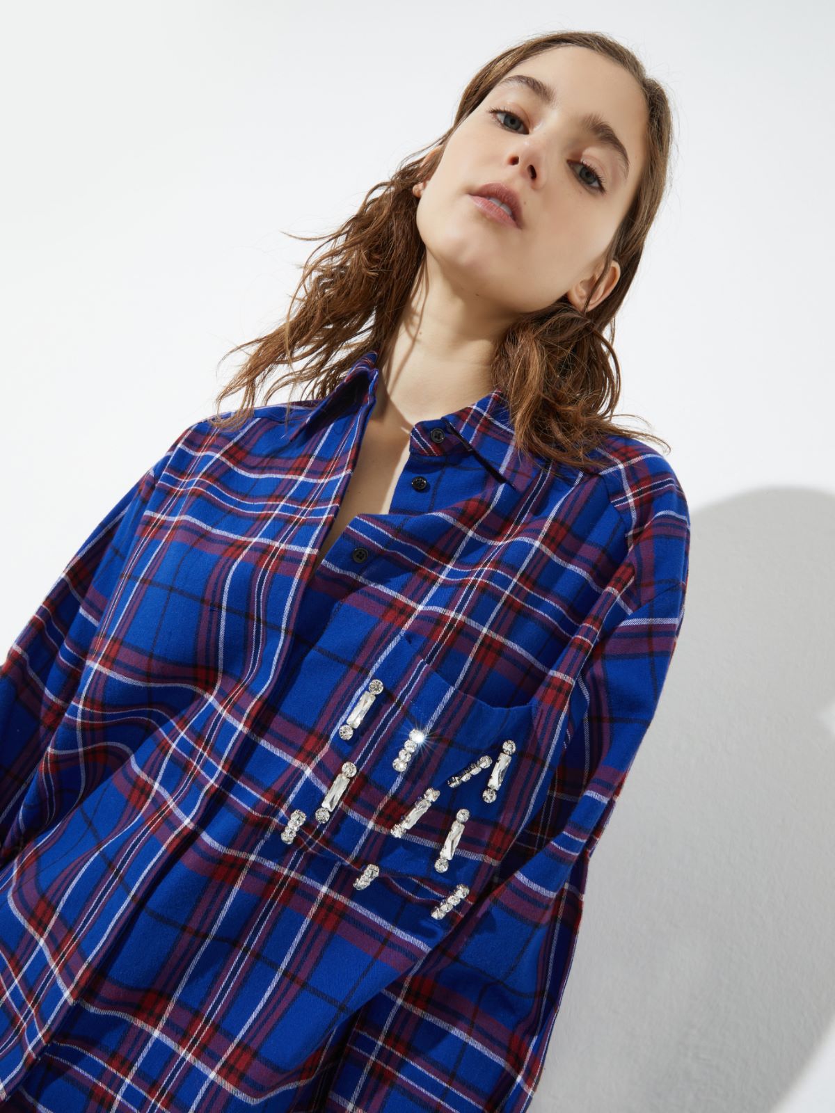 Rhinestone flannel shirt - NAVY - MAX&Co. - 3