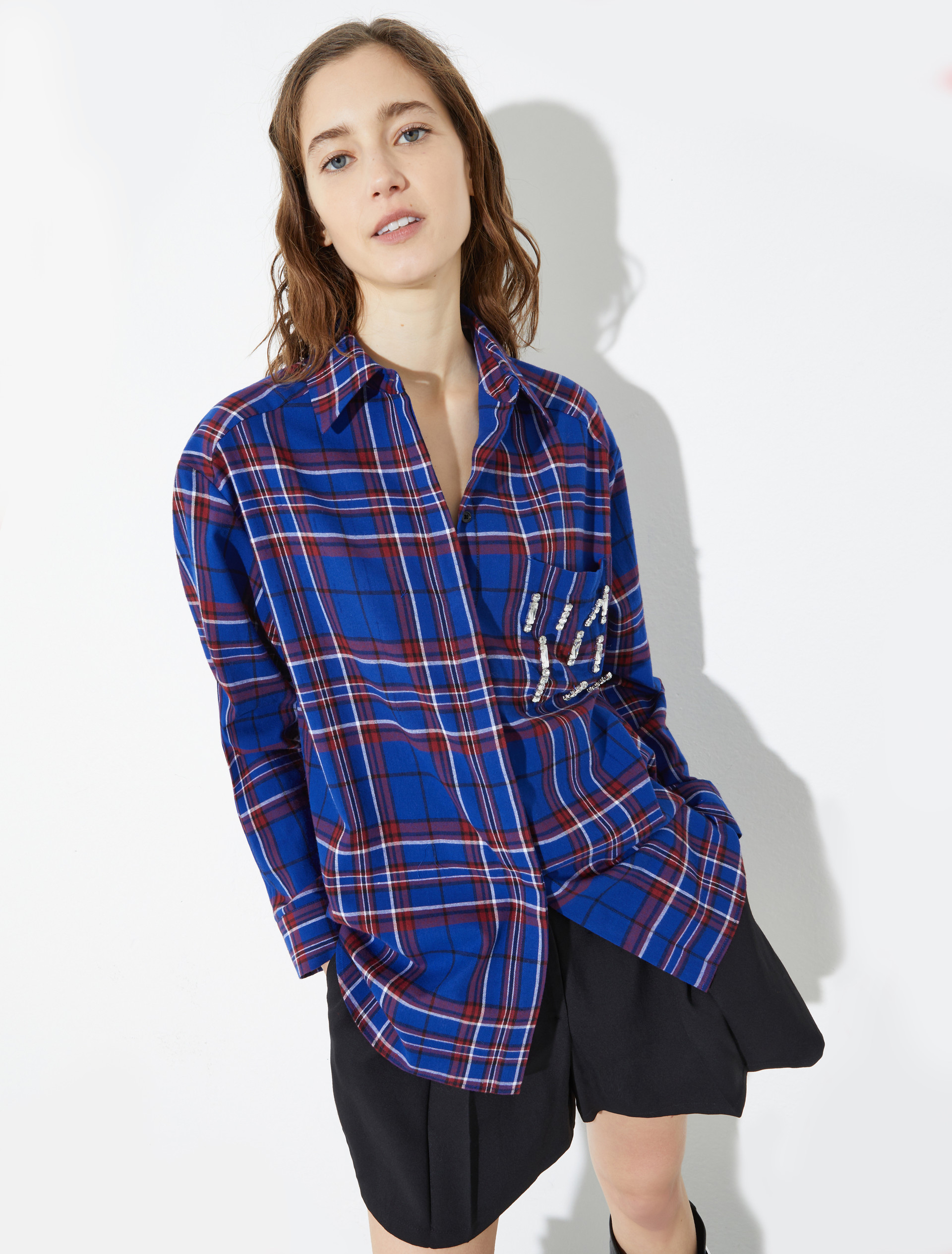 Rhinestone flannel shirt, navy | MAX&Co. Rhinestone flannel shirt - NAVY - MAX&Co.