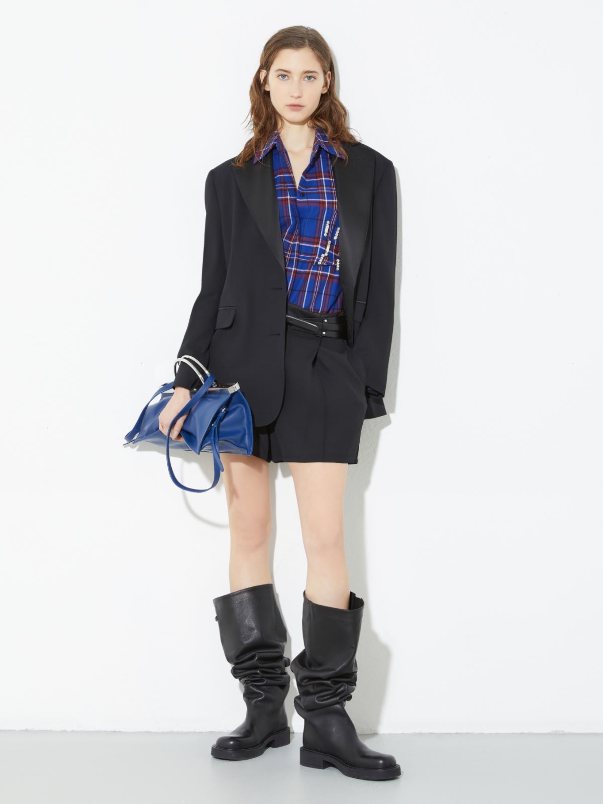 Rhinestone flannel shirt - NAVY - MAX&Co. - 4