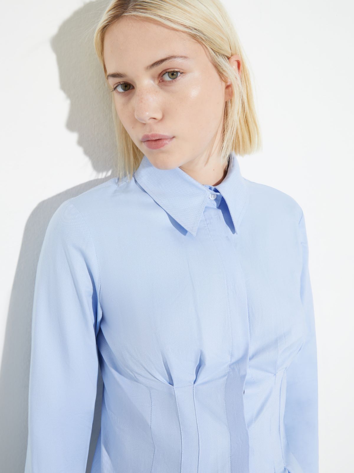Corset-style cotton Oxford shirt - LIGHT BLUE - MAX&Co. - 3