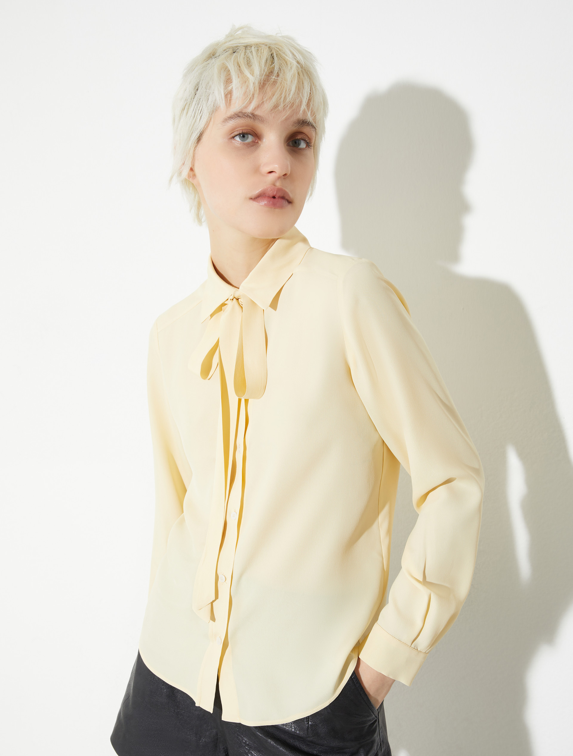 Crepe de Chine shirt, yellow | MAX&Co. Crepe de Chine shirt - YELLOW - MAX&Co.