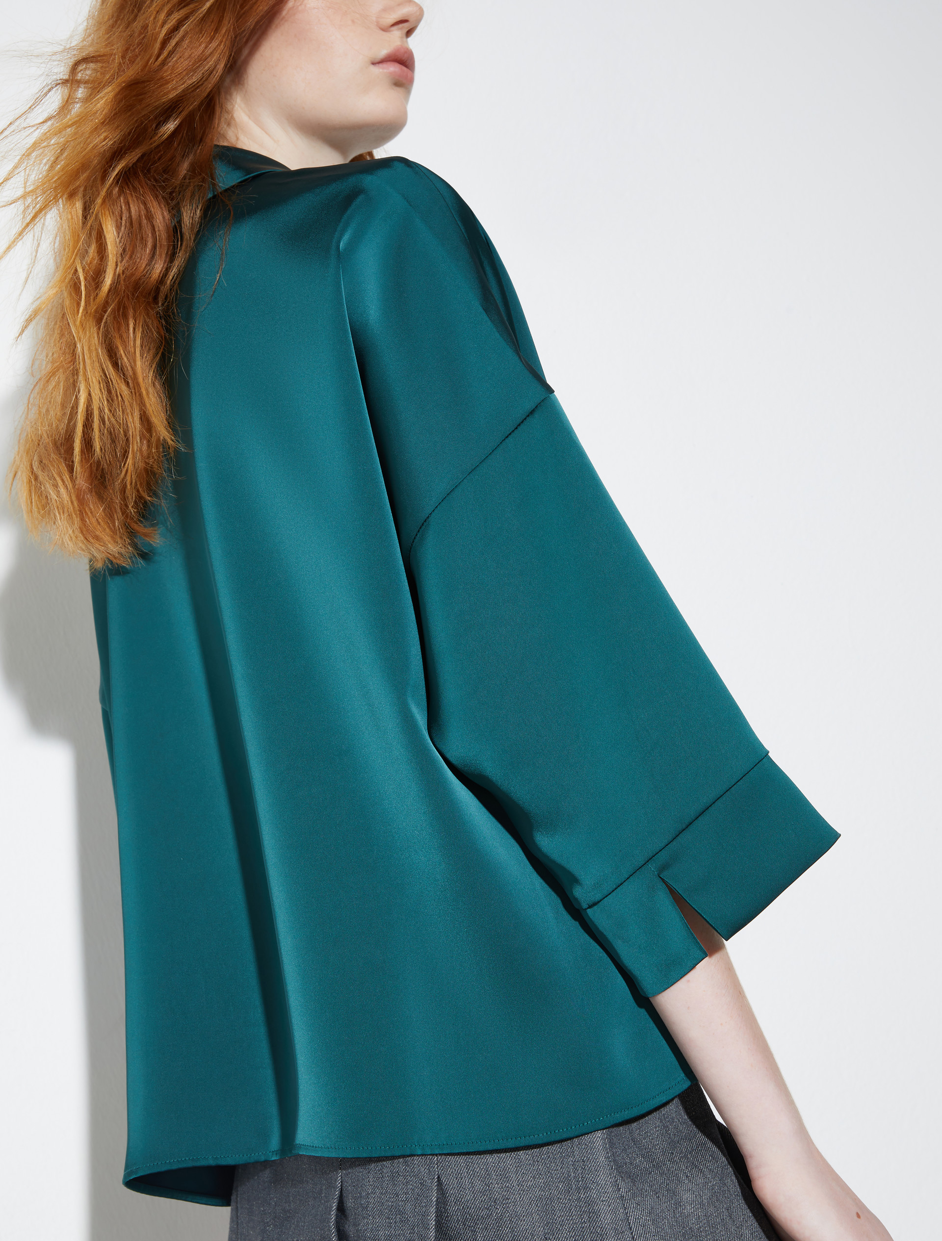 Oversized satin shirt, dark green | MAX&Co. Oversized satin shirt - DARK GREEN - MAX&Co. - 3