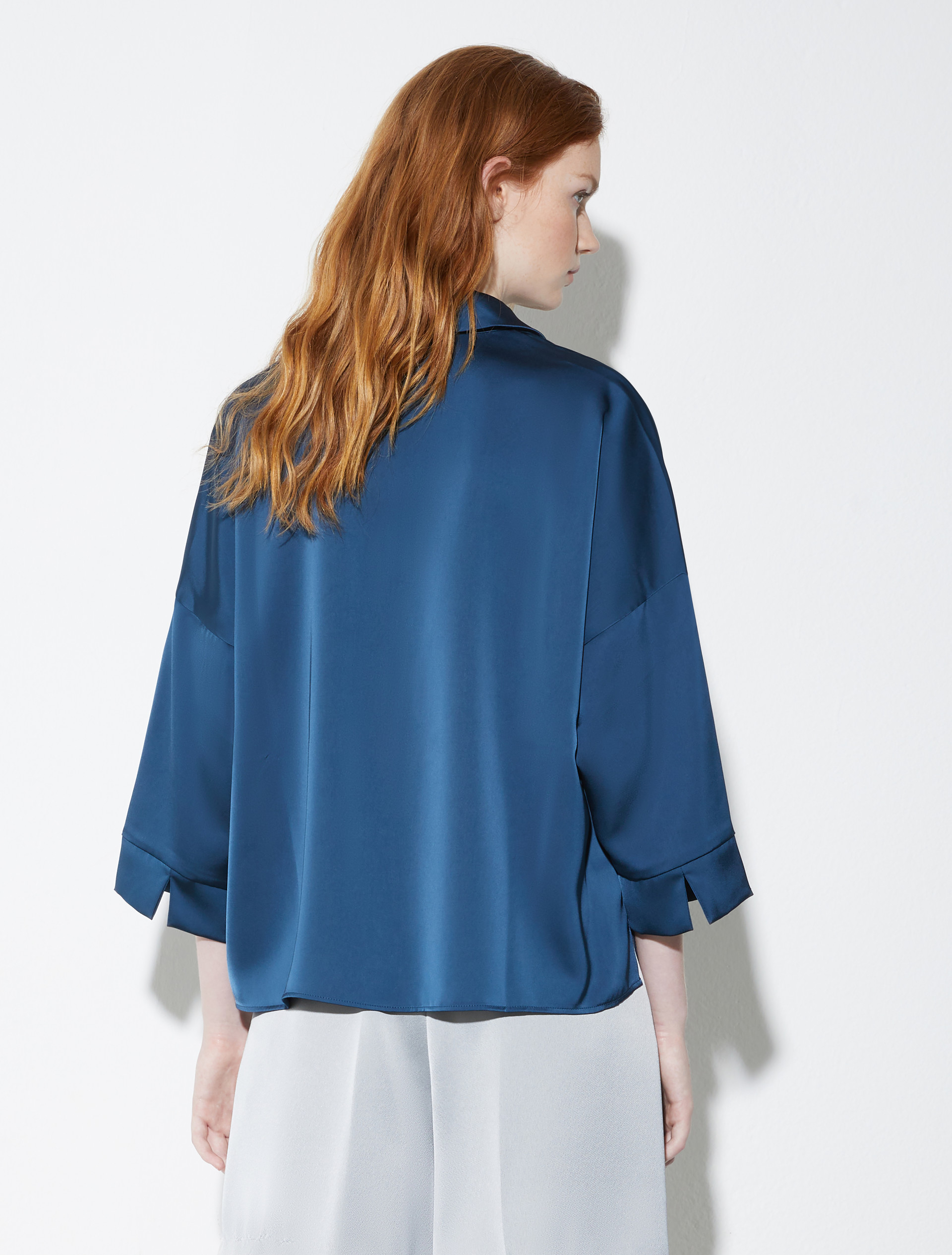 Oversized satin shirt, navy | MAX&Co. Oversized satin shirt - NAVY - MAX&Co. - 2