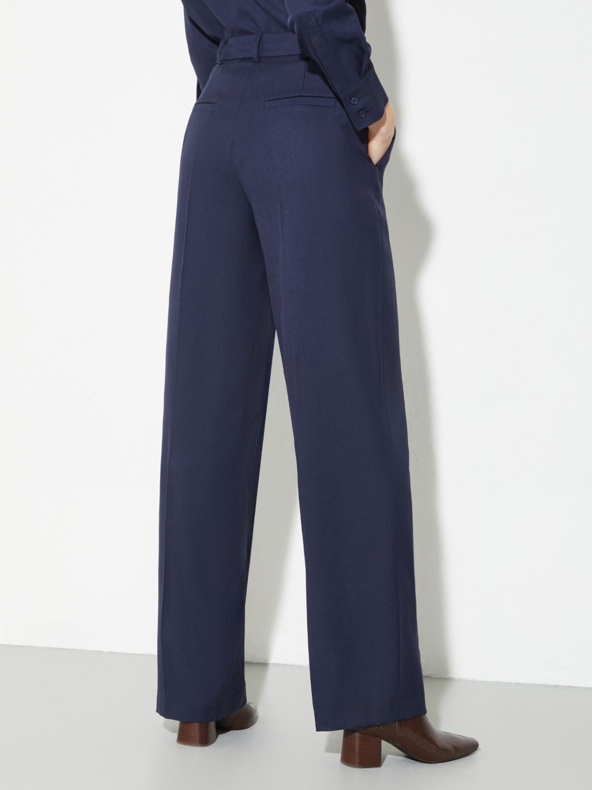 Pantaloni ampi in twill fiammato - BLU - MAX&Co. - 2