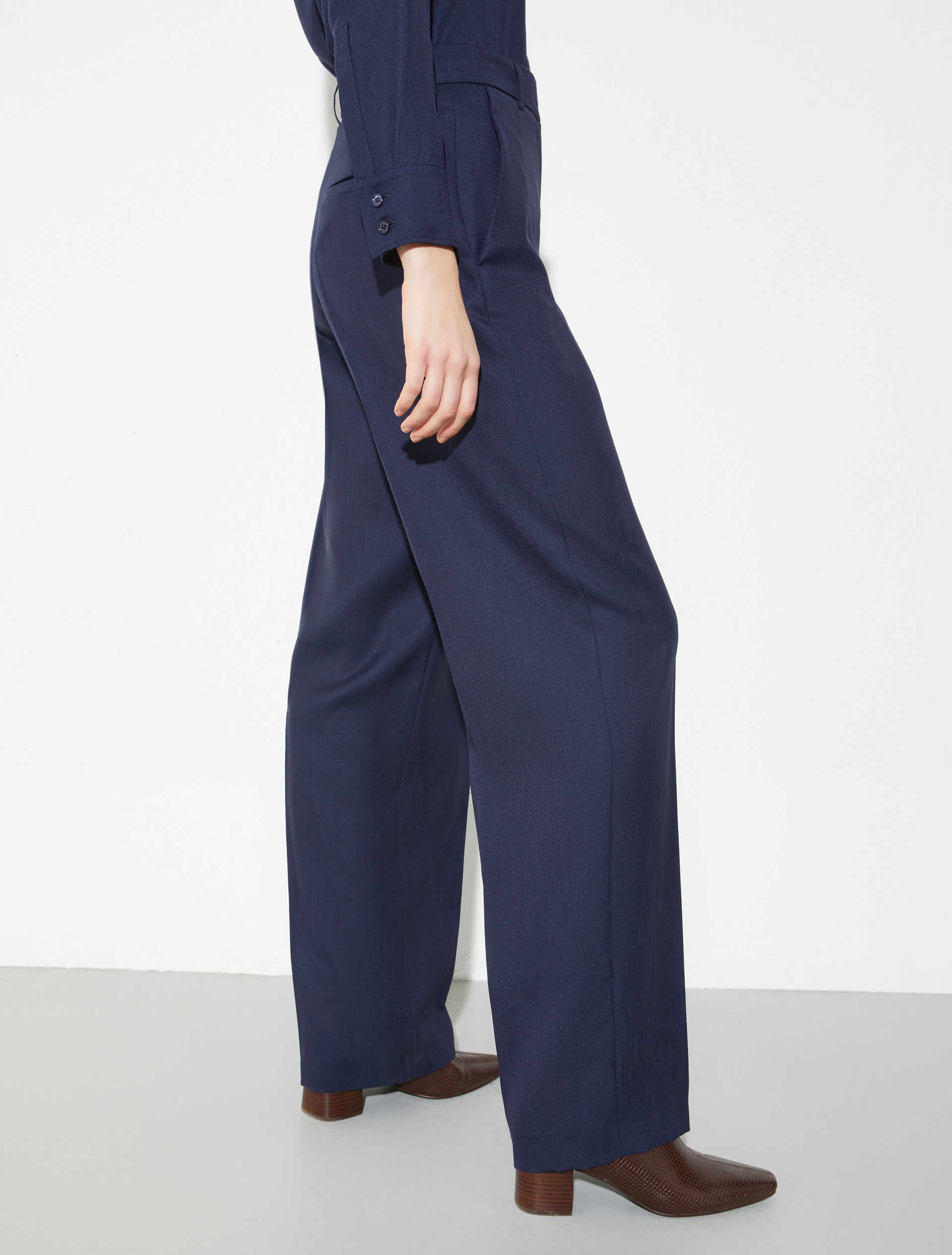 Pantaloni ampi in twill fiammato - BLU - MAX&Co. - 3