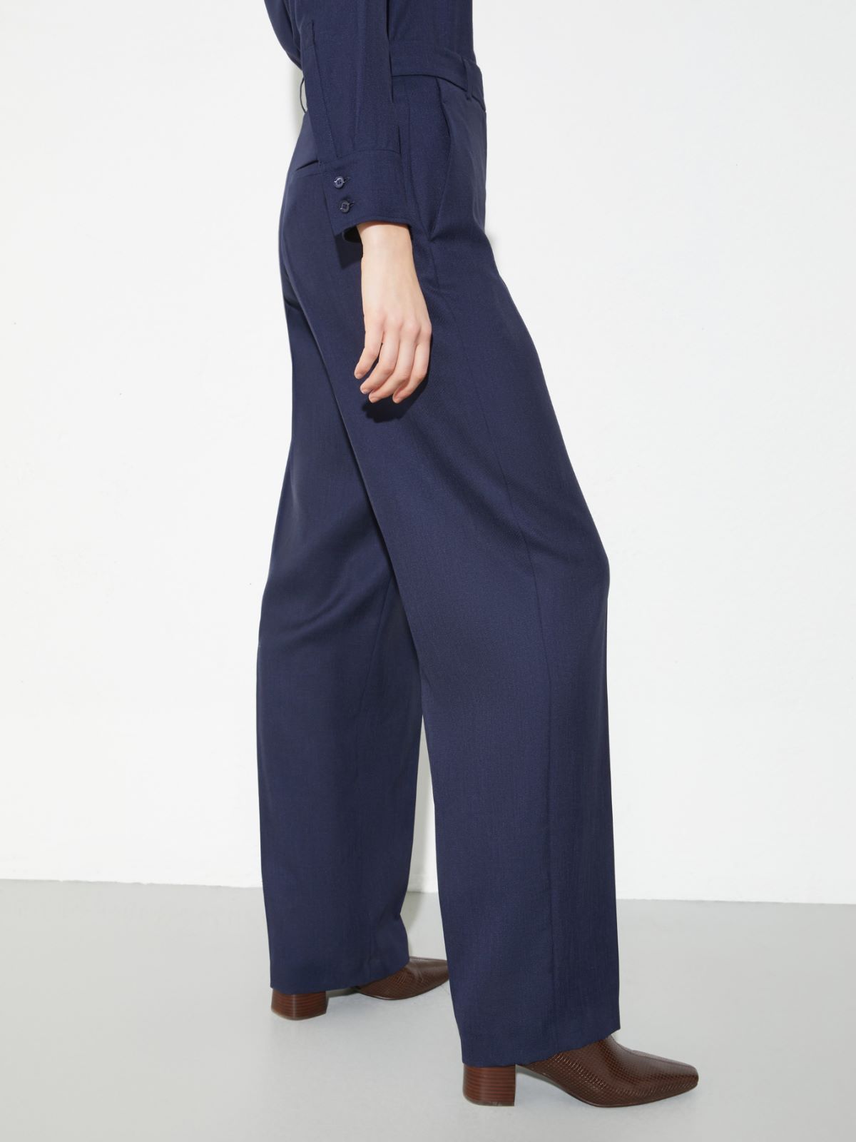 Pantaloni ampi in twill fiammato - BLU - MAX&Co. - 3